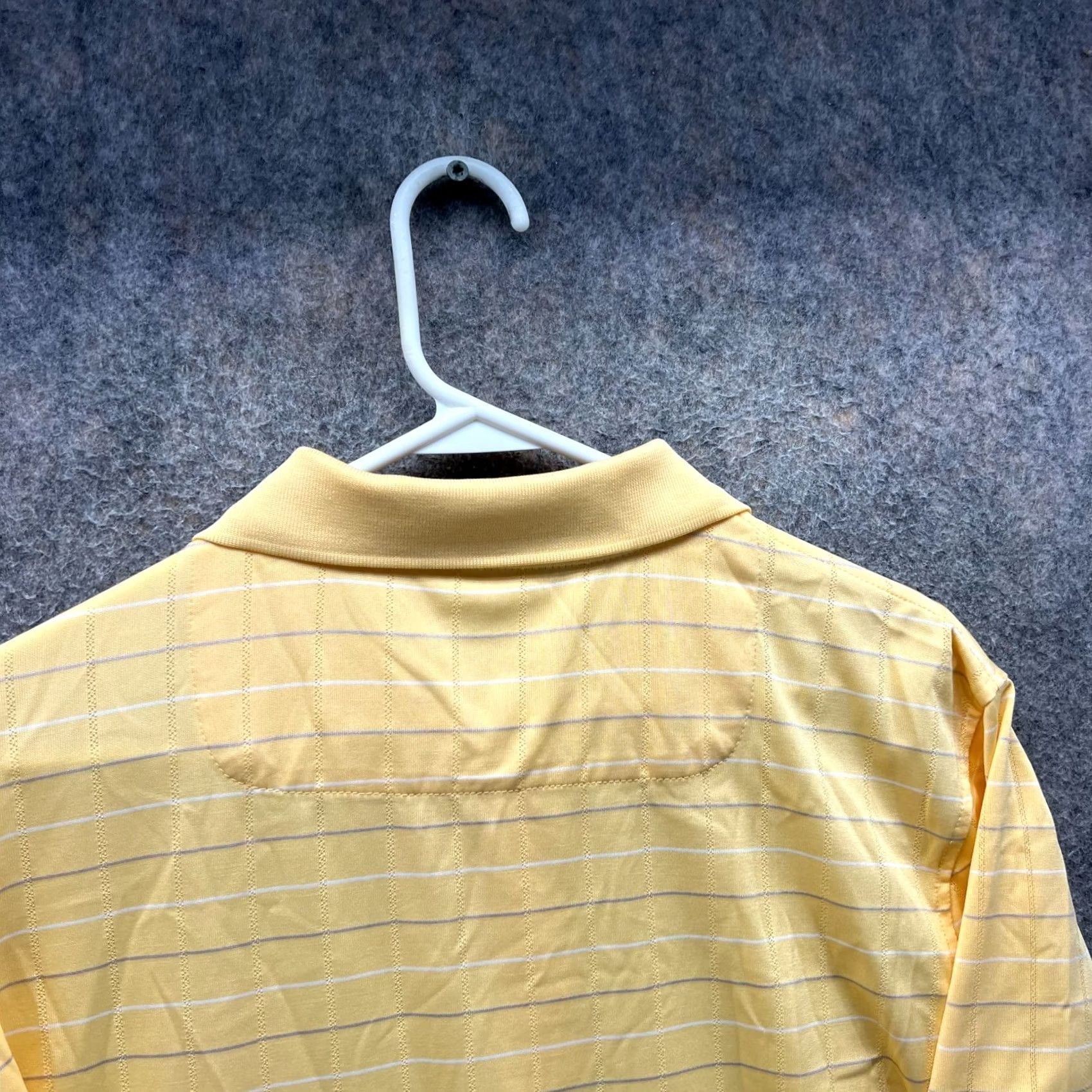 Izod IZOD Polo Shirt Mens L Yellow Striped 40 in Chest Short Sleeve Button Collared Golf Preppy Activewear Casual Size US L / EU 52-54 / 3 - 7 Thumbnail