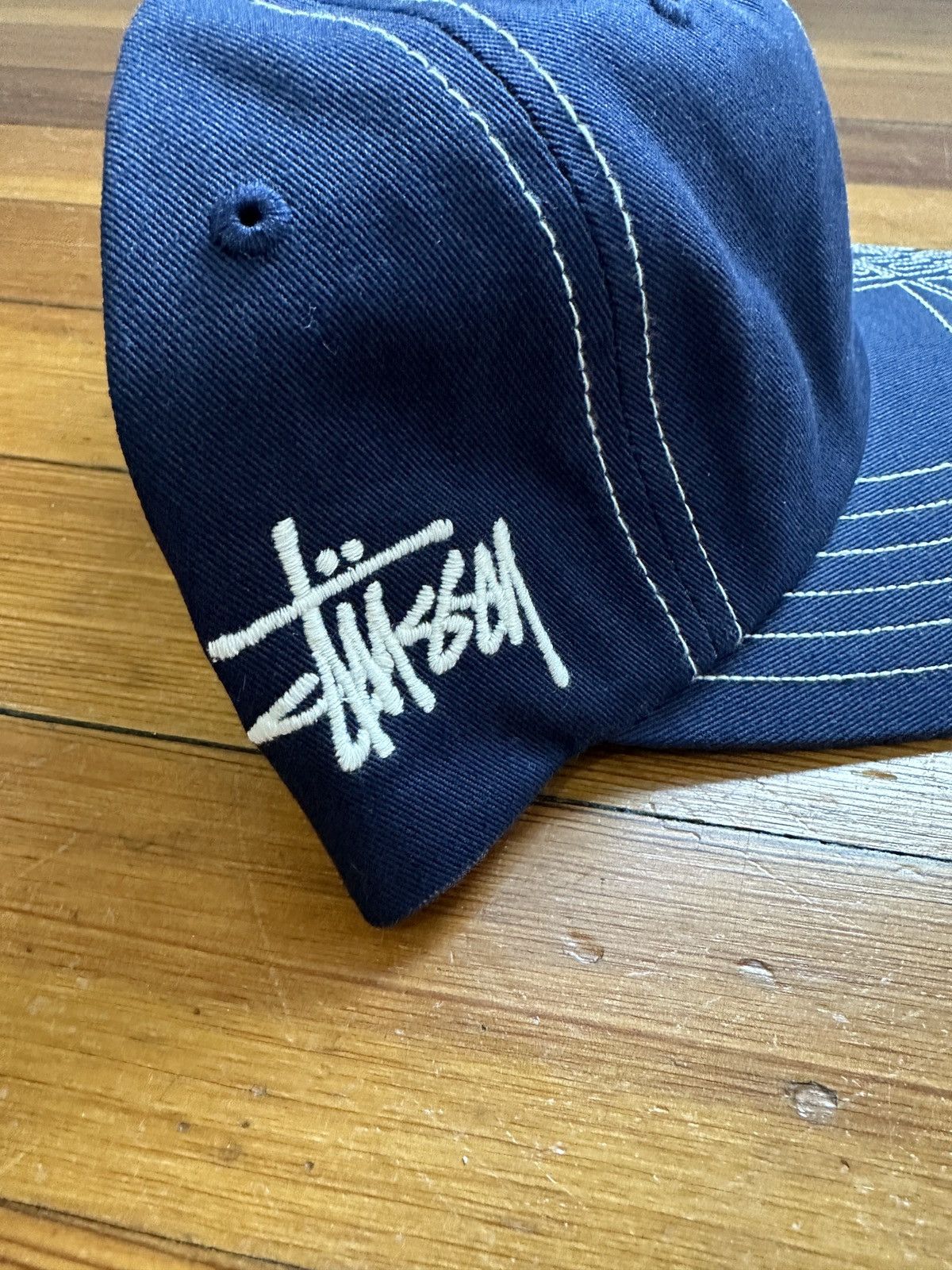 帽子 STUSSY Contrast Stitch Denim Strapback Denim Stock Strapback Cap in Indigo by Stussy | Bored of