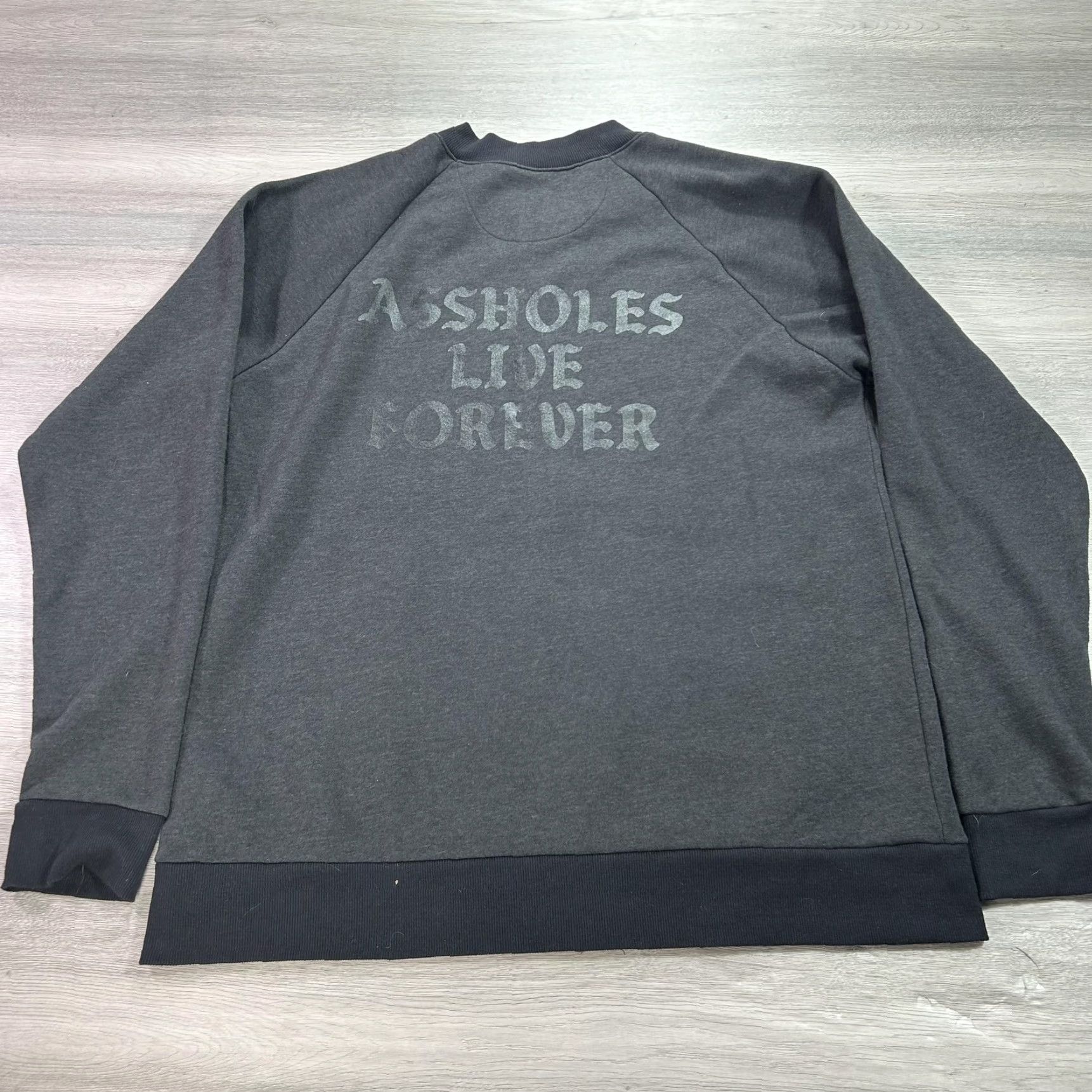 Olive VINTAGE Assholes Live Forever Jacket Mens XL Gray Full Zip Bomber Sweatshirt Size US XL / EU 56 / 4 - 2 Thumbnail