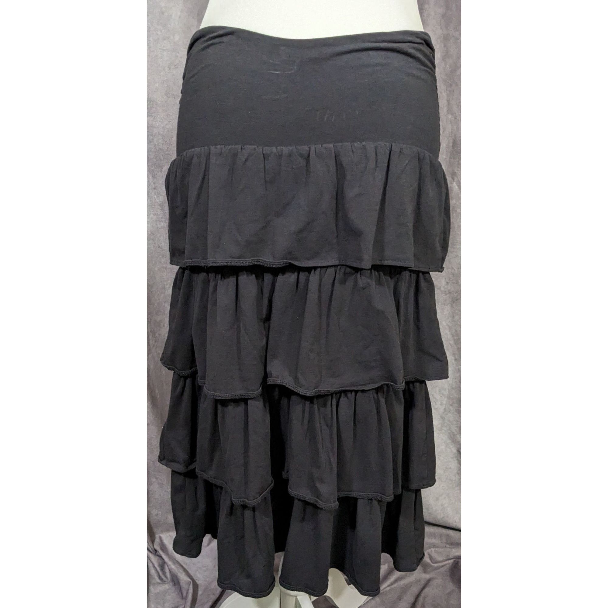 J.Crew Gothic Steampunk Grey Ruffle Tiered Maxi Skirt by J.Crew Size 29" - 5 Thumbnail