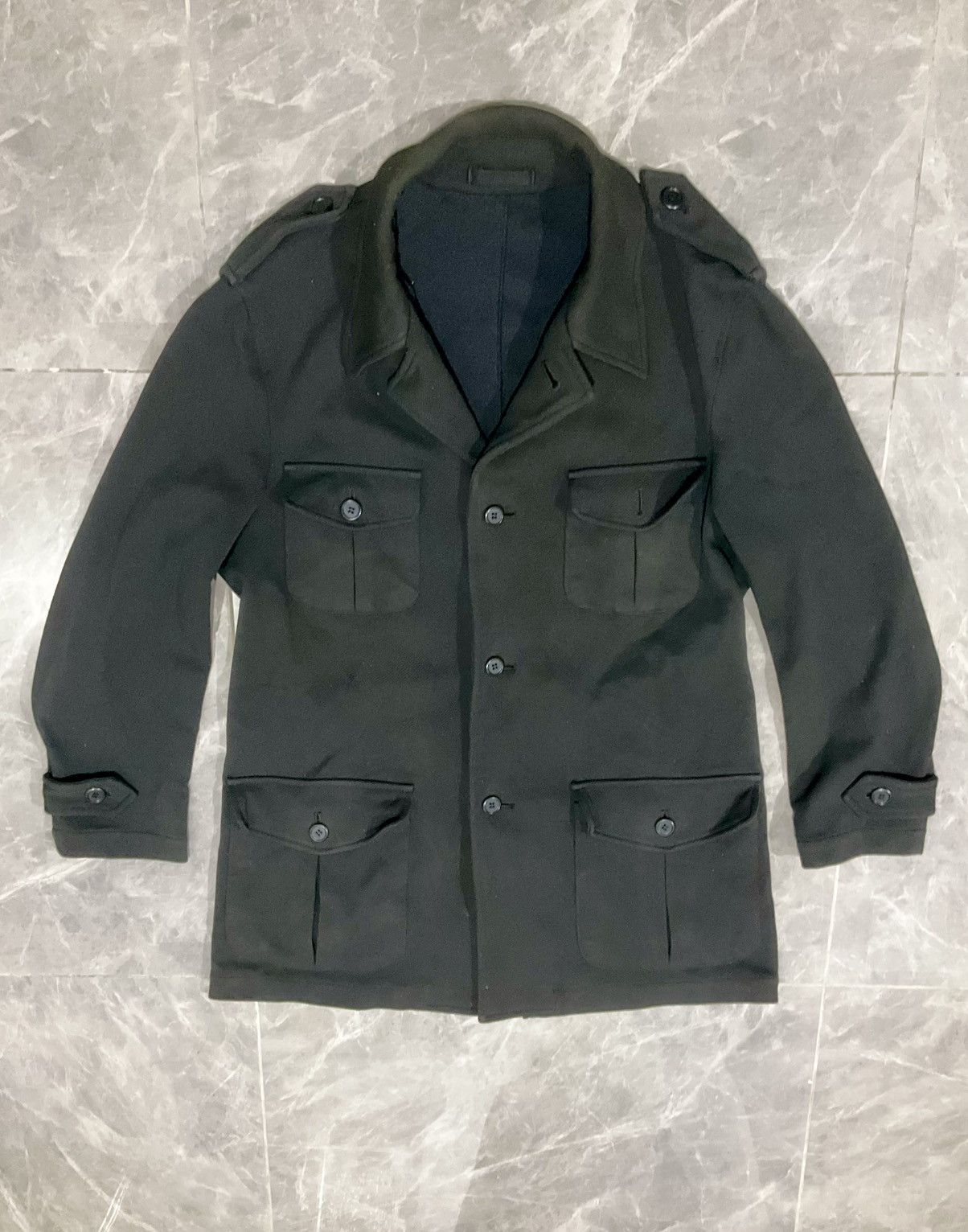Japanese Brand × Vintage Wool Coat Militry Black Design Size US L / EU 52-54 / 3 - 1 Thumbnail