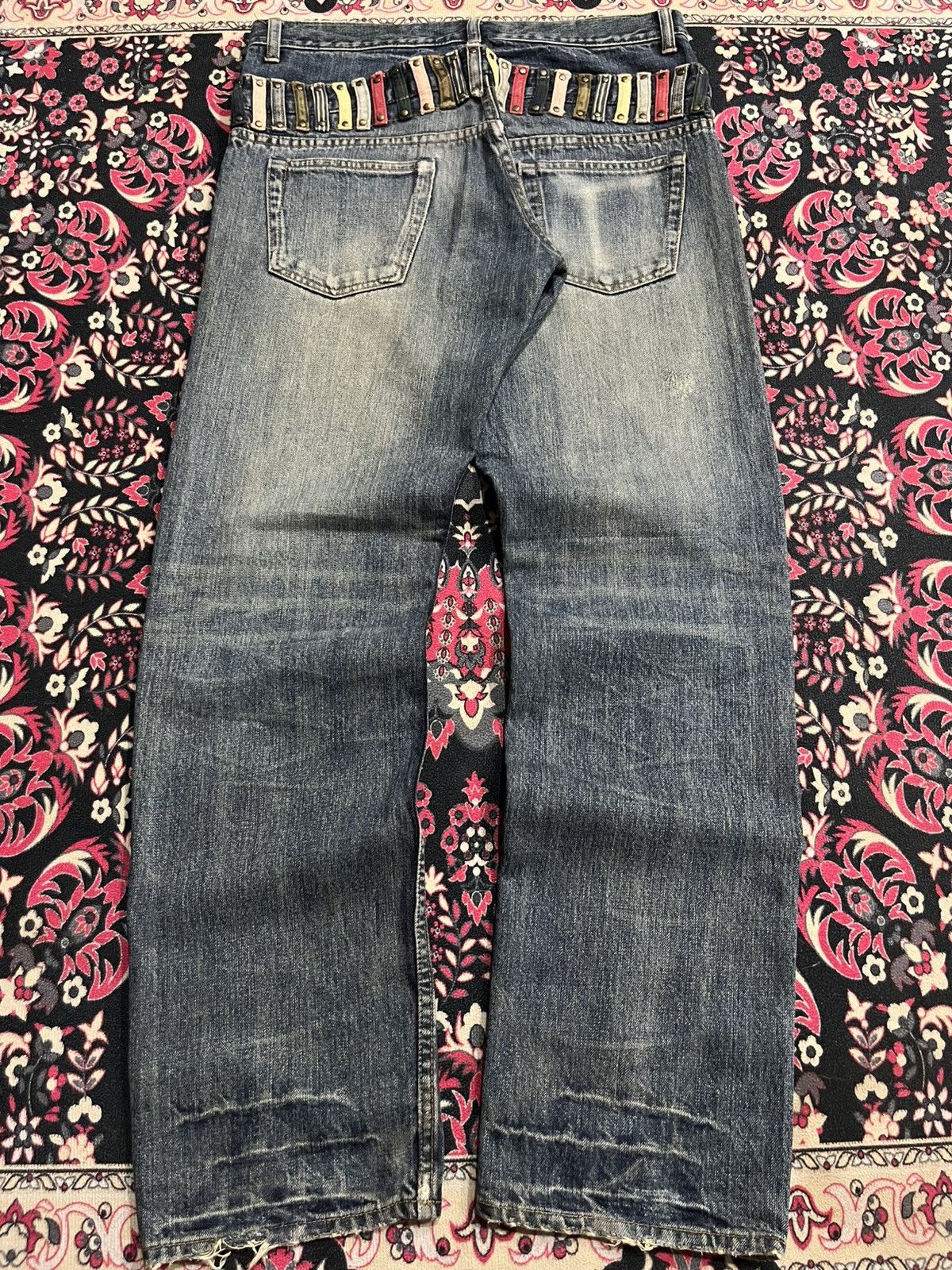 No Faith Studios Japanese Brand Bobson Double Waist Blue Washed Jeans Size US 33 - 2 Thumbnail