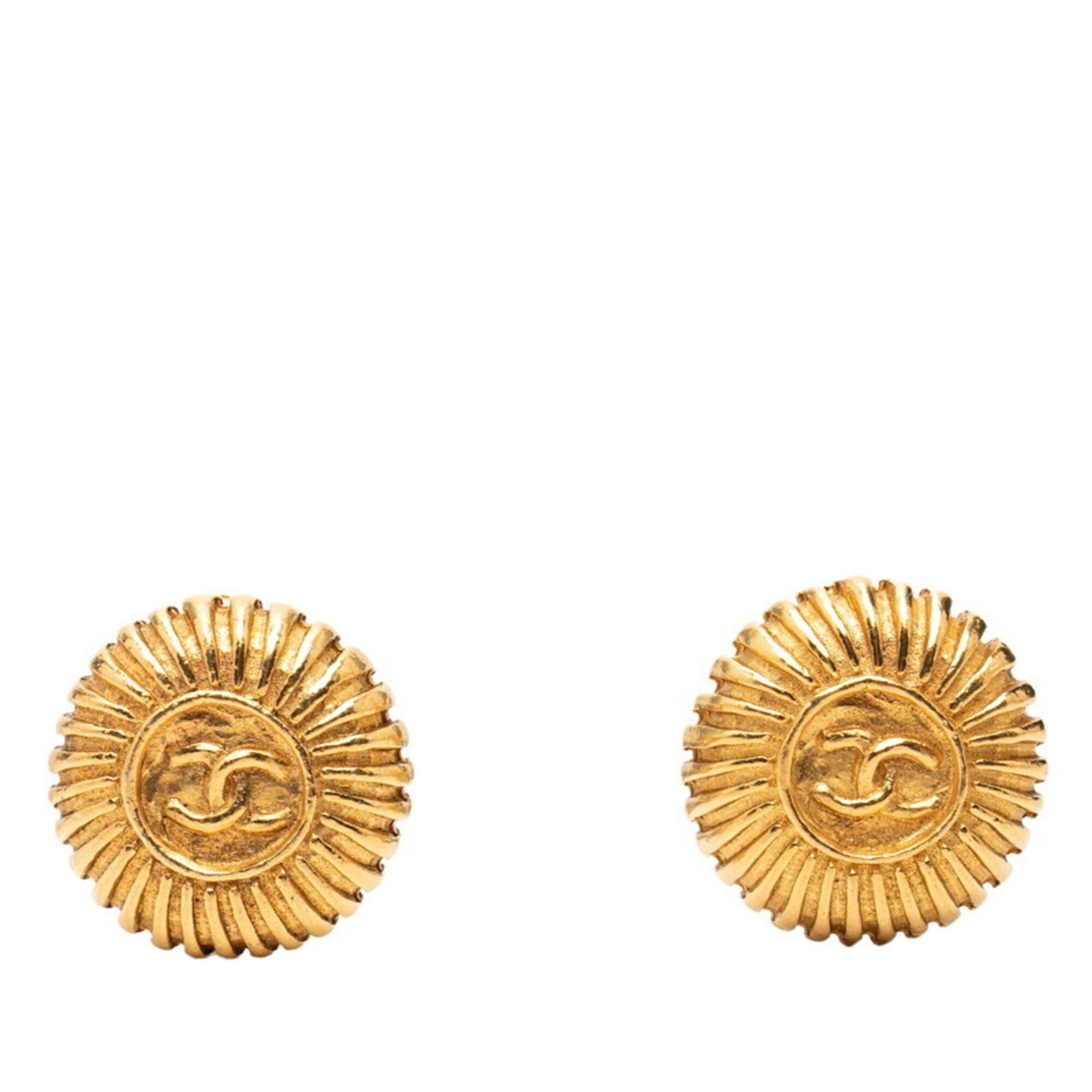 Chanel Chanel Coco Mark Round Earrings, Gold Plated, Women's CHANEL Size ONE SIZE - 1 Thumbnail