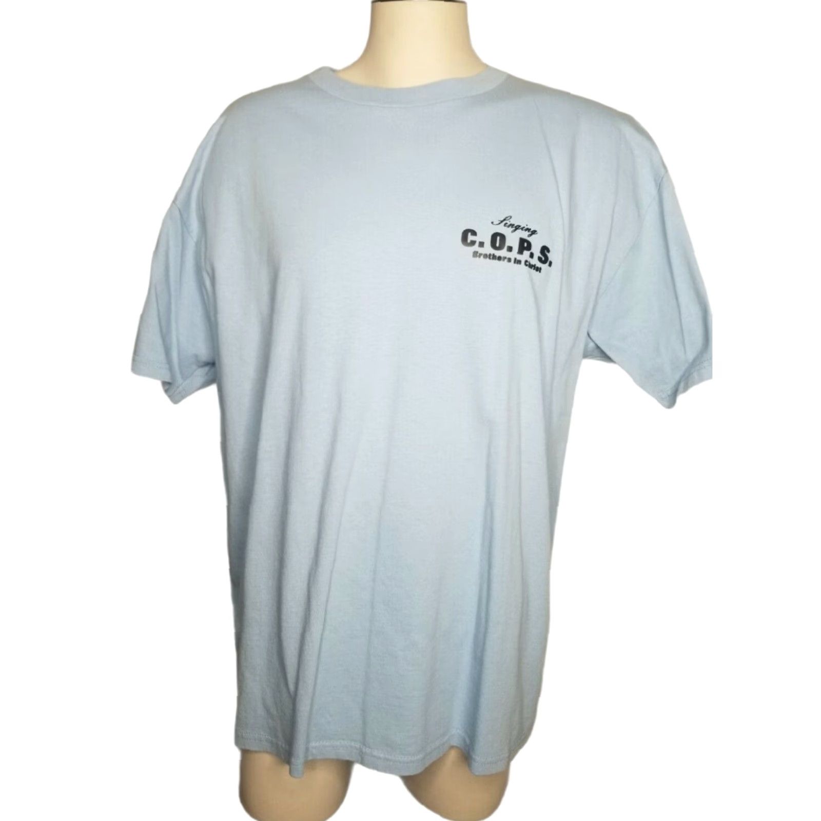 Delta VINTAGE Delta XL 90s Blue Graphic Tee COPS TV Show Jesus Christian Mens Hip Hop Size US XL / EU 56 / 4 - 2 Thumbnail