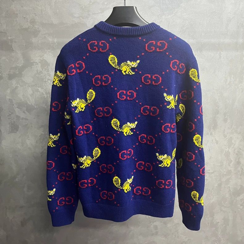 Gucci Gucci The latest blue animal letter pattern round-neck casu Size US XS / EU 42 / 0 - 5 Thumbnail