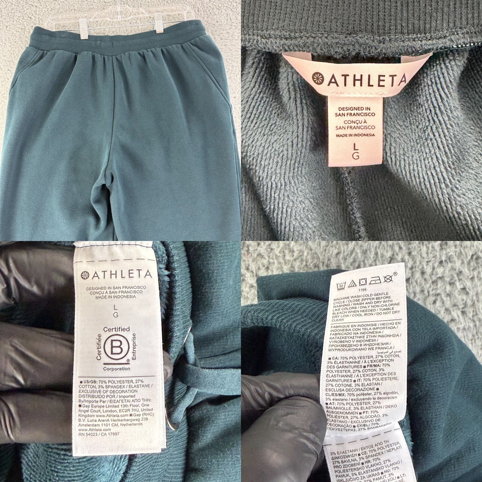 Athleta Athleta Cozy Karma Zip Pants Womens L Green Pull On Drawstring Athletic Gym Pants Size 36" / US 14 / IT 50 - 9 Thumbnail