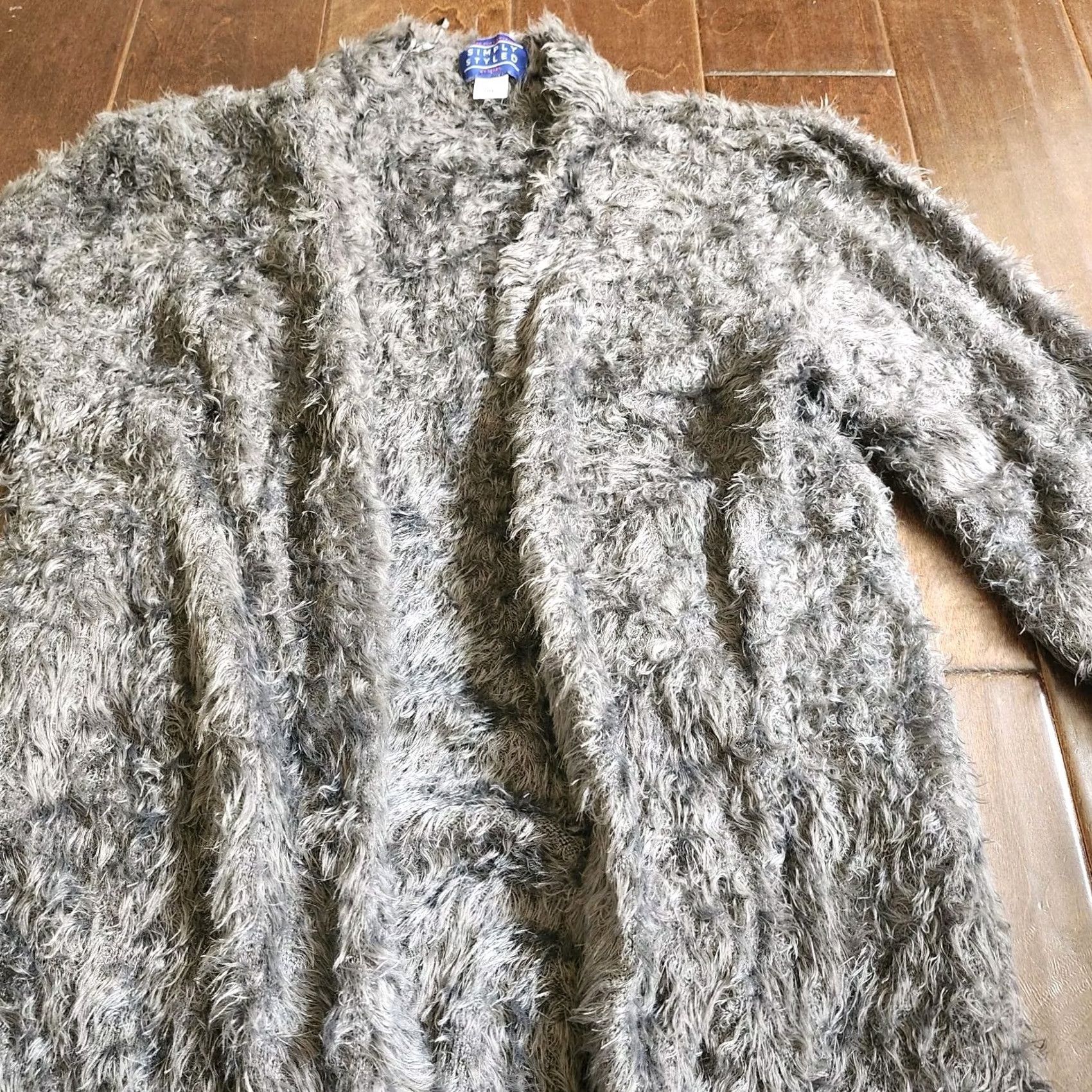Sears Simply Styled By Sears Women's Cardigan Gray Open Front Fur Knit Coat M 90s Womens Size M / US 6-8 / IT 42-44 - 6 Thumbnail