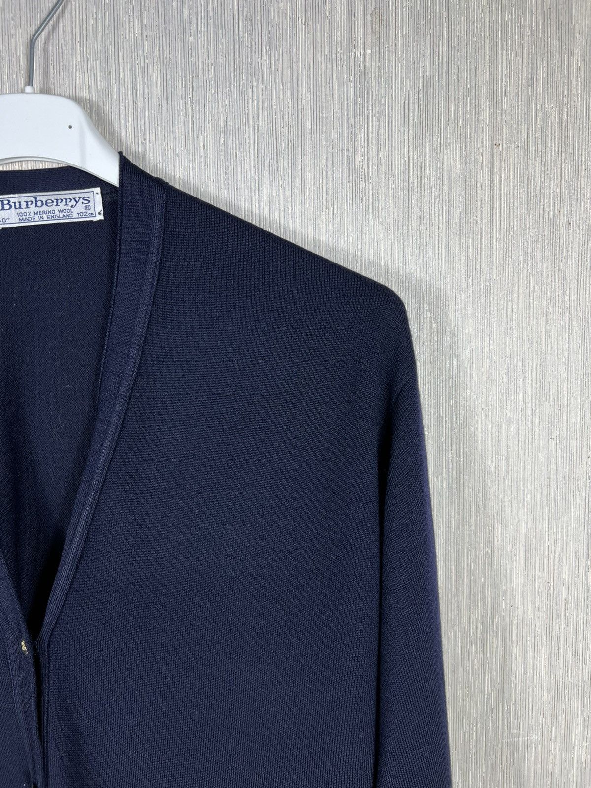 Burberry Vintage 90s Burberrys merino wool navy old money cardigan Size M / US 6-8 / IT 42-44 - 3 Thumbnail