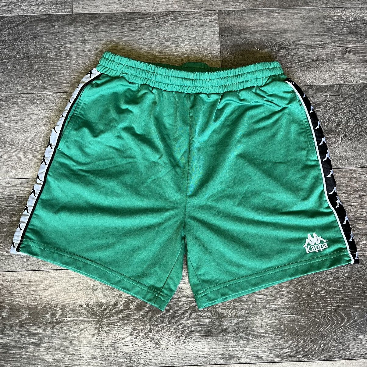 Kappa Streetwear Vintage Vintage Kappa Green Black White Side Stripe Logo Gym Shorts Grailed