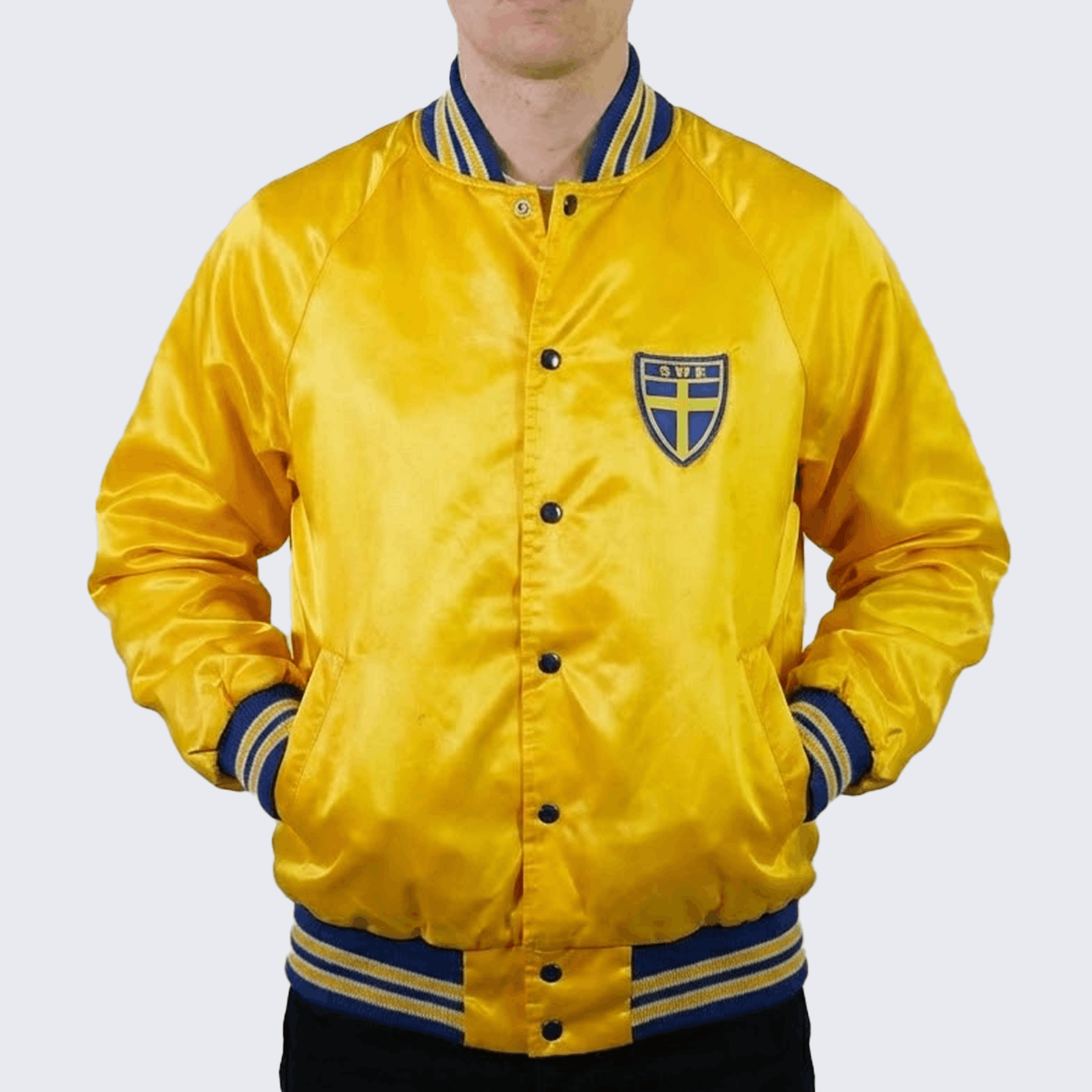 Vintage Sweden Vintage 90s Soccer World Cup Satin Bomber Jacket Size US M / EU 48-50 / 2 - 3 Thumbnail