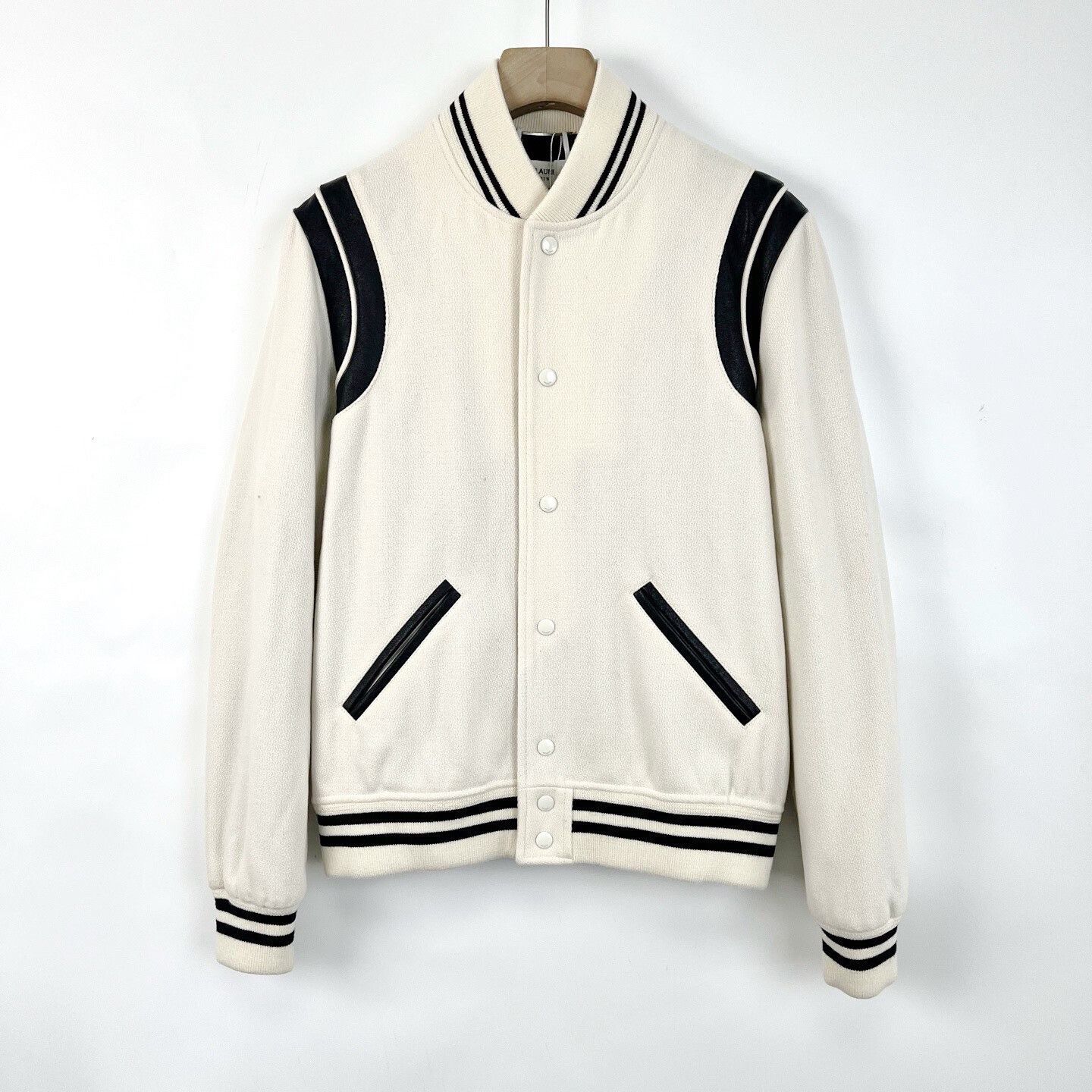 Saint Laurent Paris Saint Laurent Cream Baseball Jacket Size US M / EU 48-50 / 2 - 1 Thumbnail
