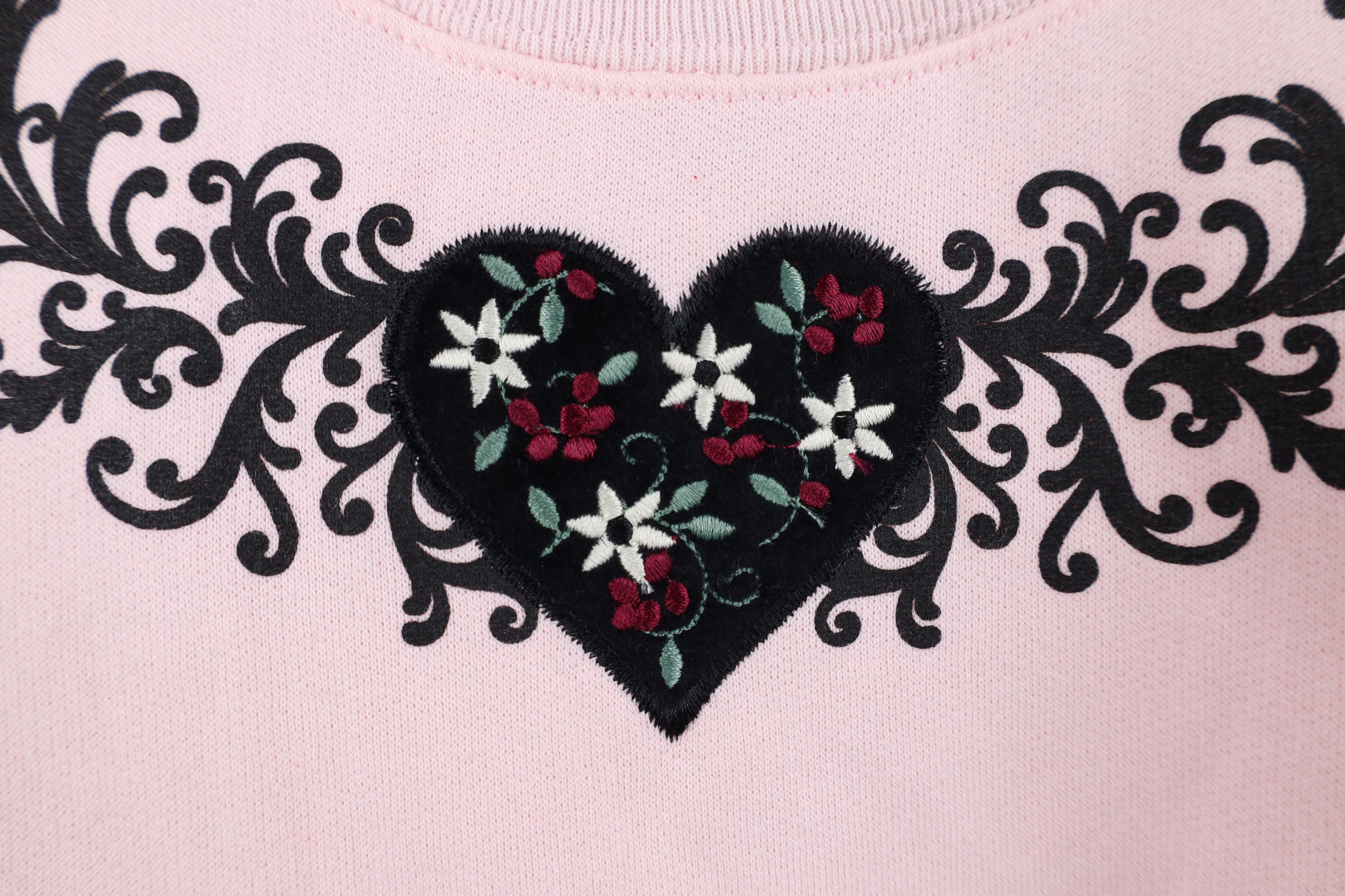 Vintage Vintage 90s Streetwear Flower Heart Grandma Sweatshirt Pink Size 3XL / US 20-22 - 5 Thumbnail