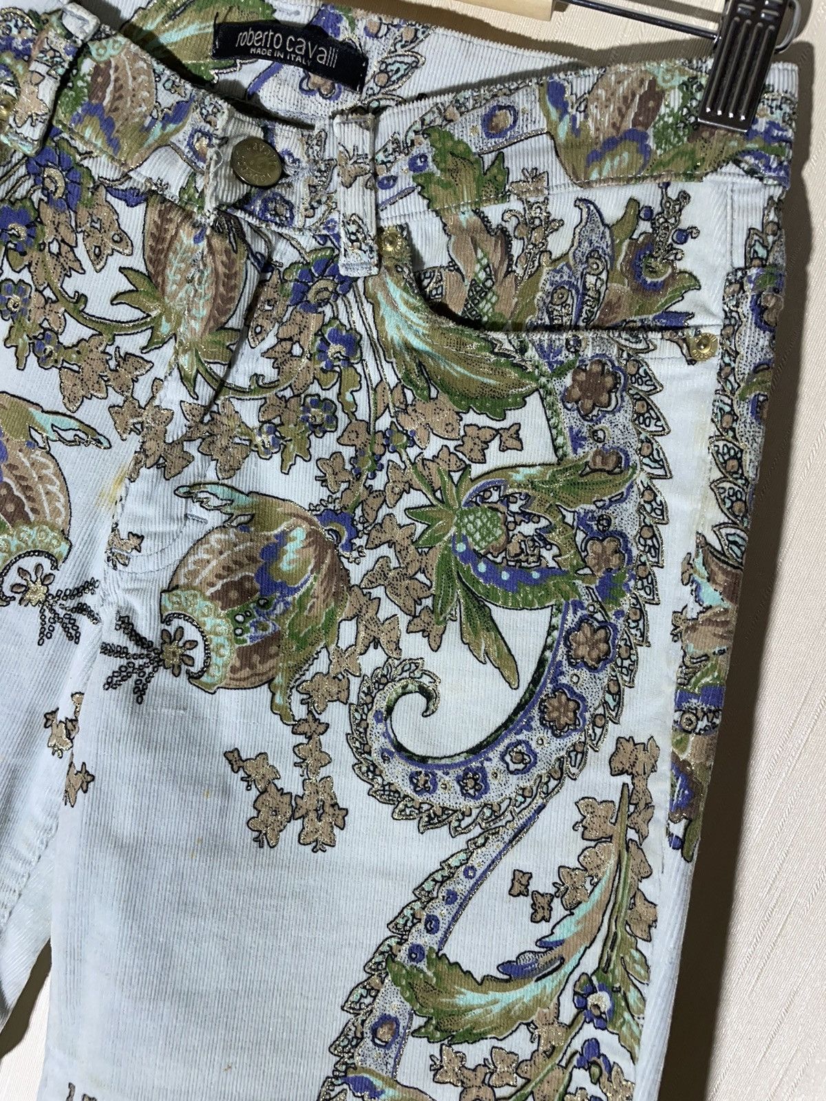 Roberto Cavalli × Vintage Roberto Cavalli velvet floral print vintage pants 90s Size 28" / US 6 / IT 42 - 2 Thumbnail