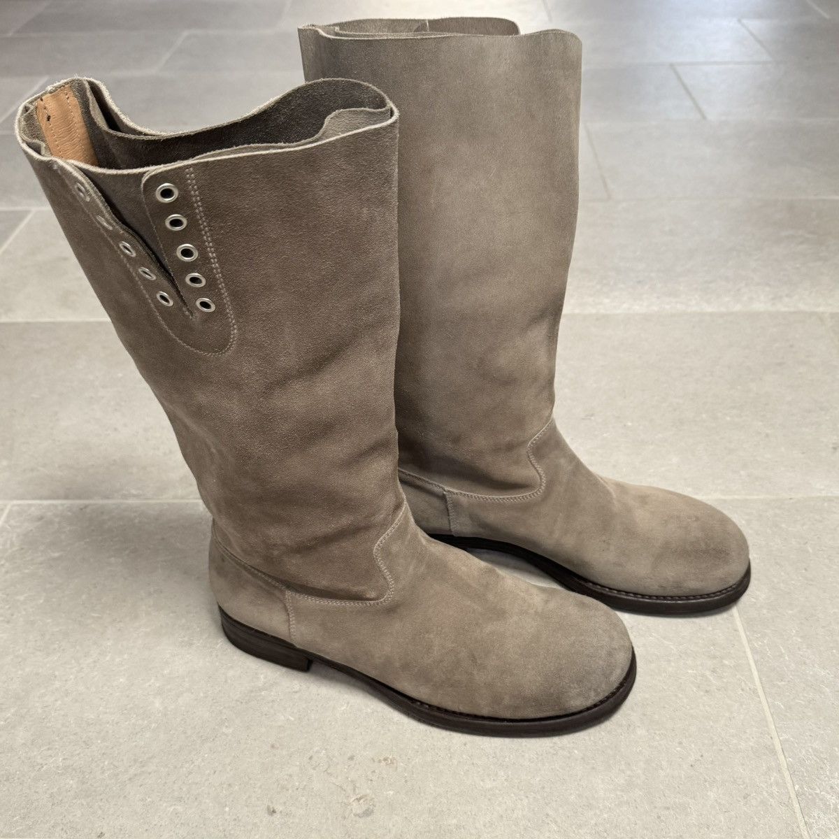 Maison Margiela 2005 Martin Margiela Khaki Suede Leather Boots Size US 13 / EU 46 - 1 Thumbnail