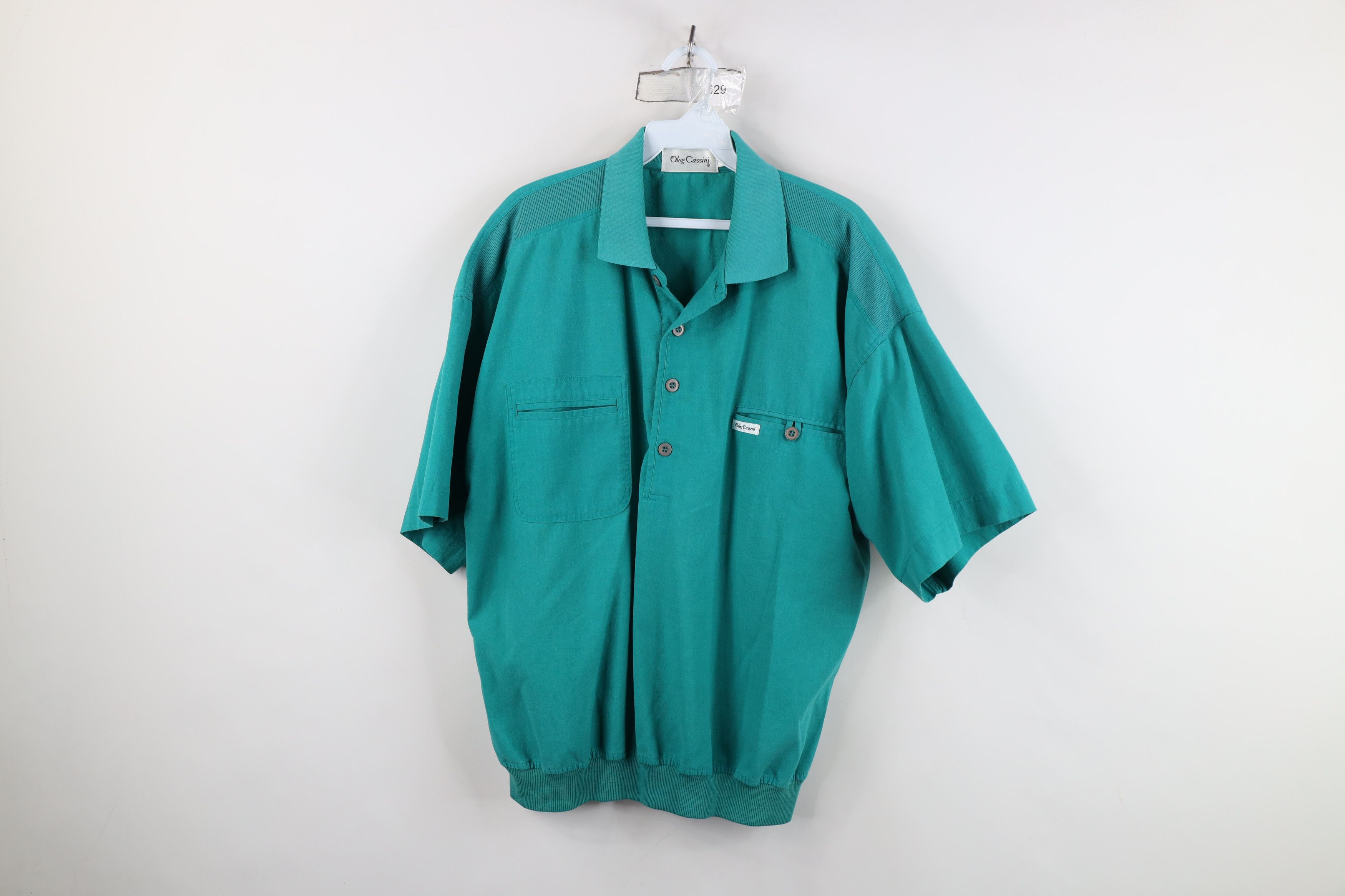 Oleg Cassini Vintage 70s 80s Oleg Cassini Spell Pullover Polo Shirt Teal Size US L / EU 52-54 / 3 - 1 Thumbnail