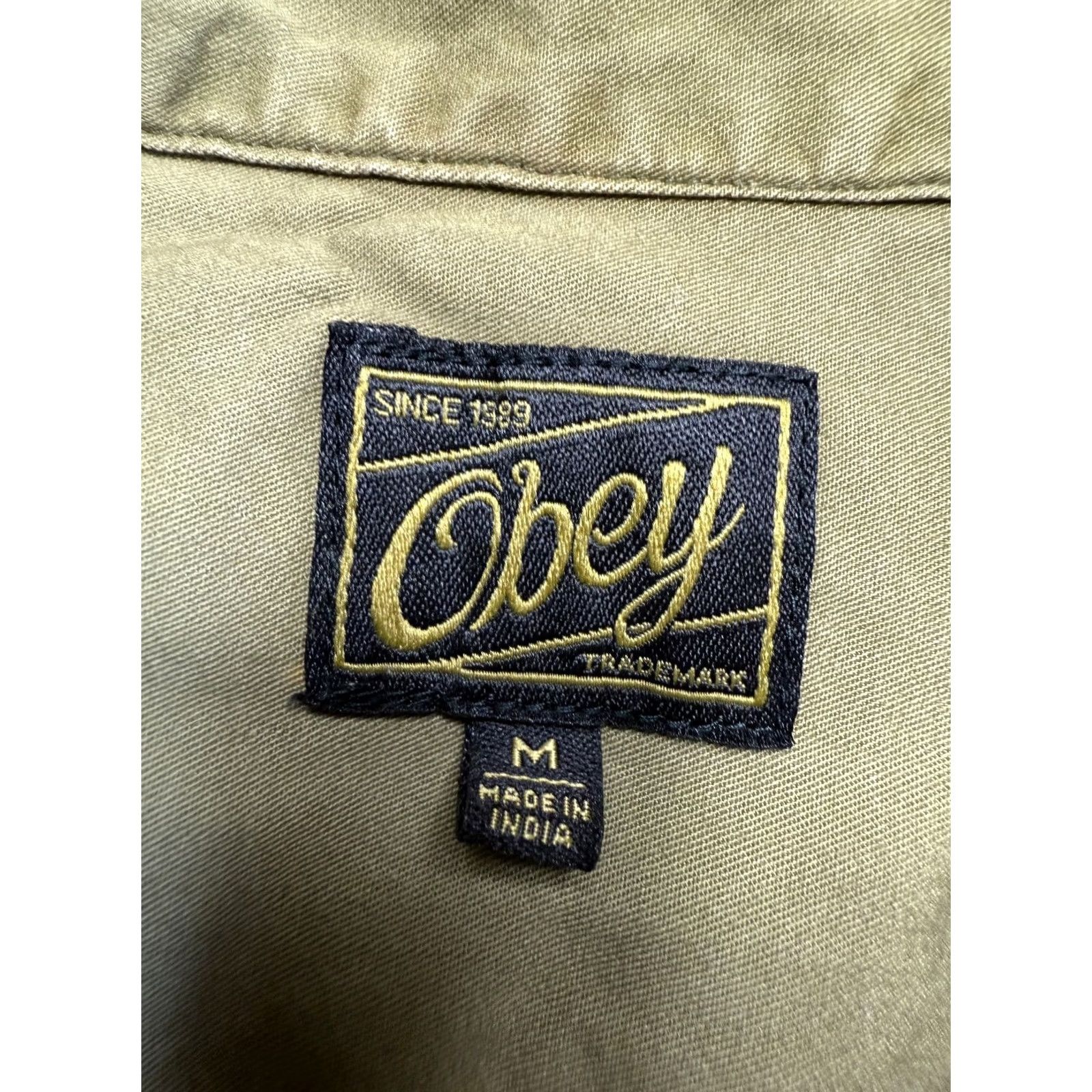 Obey OBEY military olive button up shirt long sleeve mens M size Size US M / EU 48-50 / 2 - 3 Thumbnail