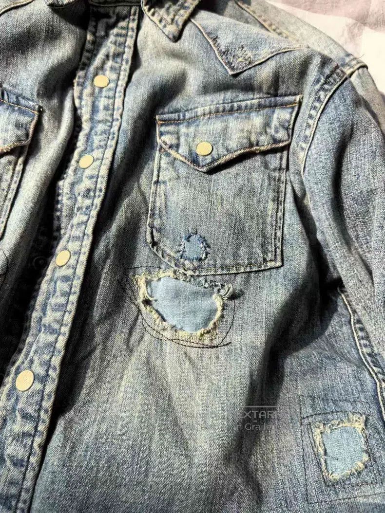 RRL Ralph Lauren RRL Ralph Lauren Broken patch Western denim shirt Size US XS / EU 42 / 0 - 2 Thumbnail