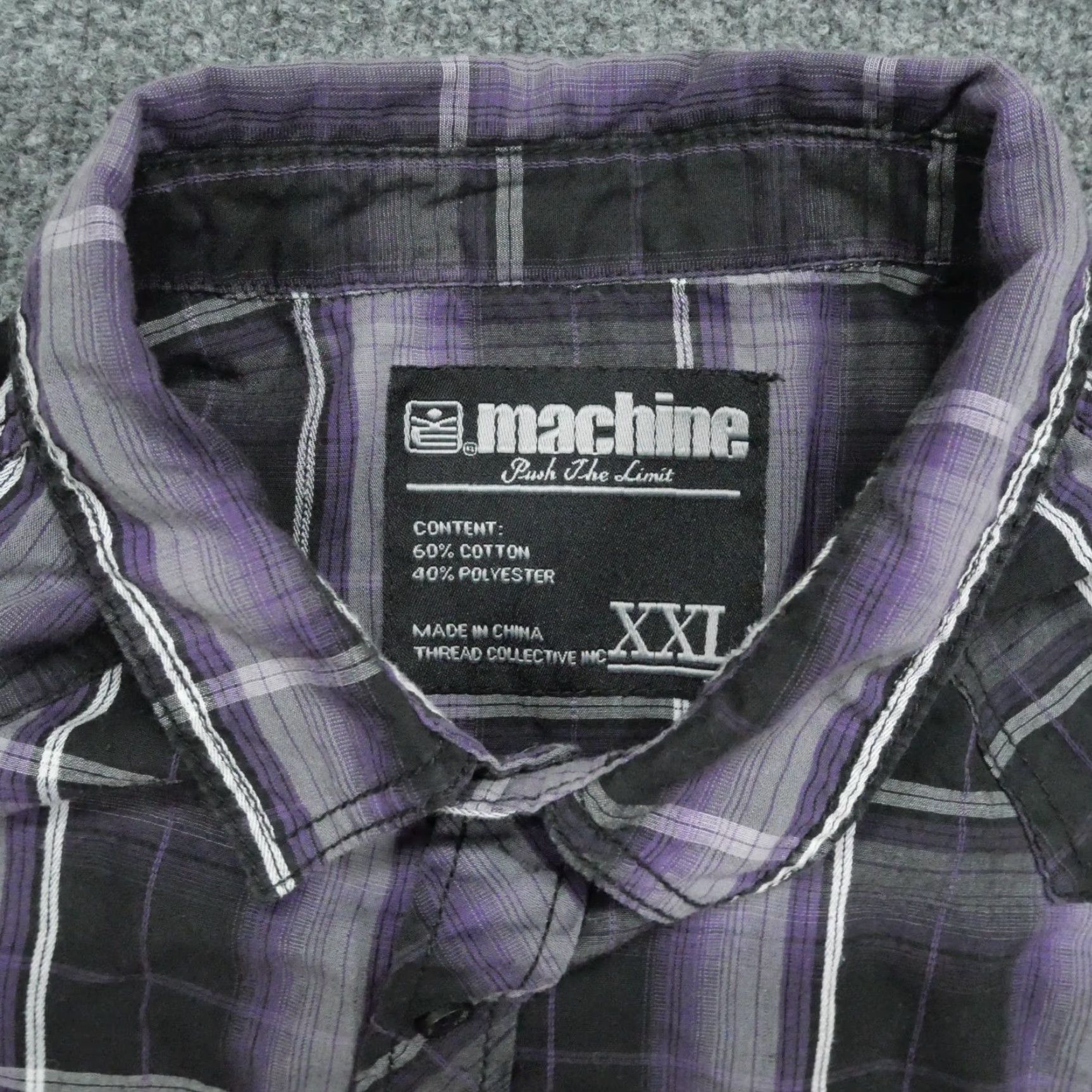 Toy Machine Machine Shirt Mens 2XL XXL Plaid Purple Black Button-Up Western Pocket Collared Button-Up Shirt - Size 2XL - Color Purple - Brand Machine Size US XXL / EU 58 / 5 - 5 Thumbnail