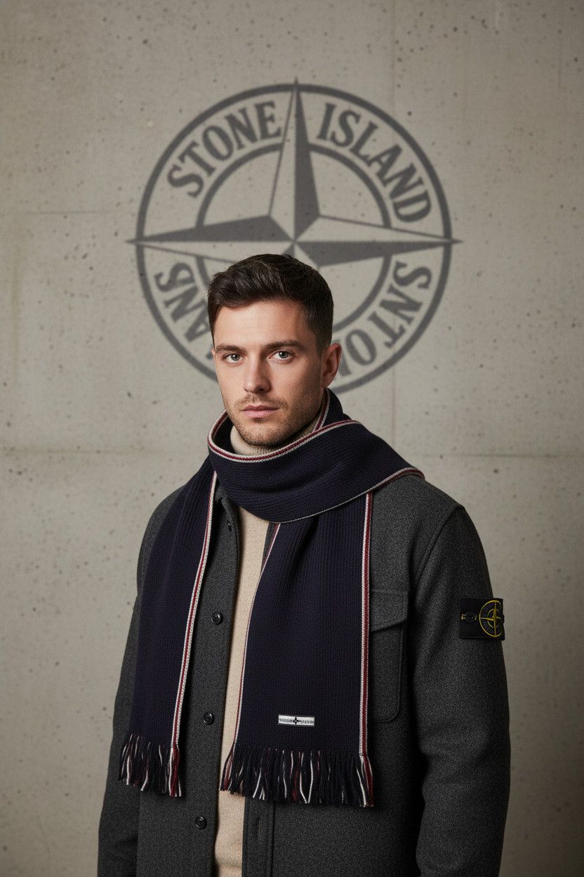 Stone Island 🔥STONE ISLAND navy WOOL Scarf Massimo Osti scarf Size ONE SIZE - 1 Thumbnail