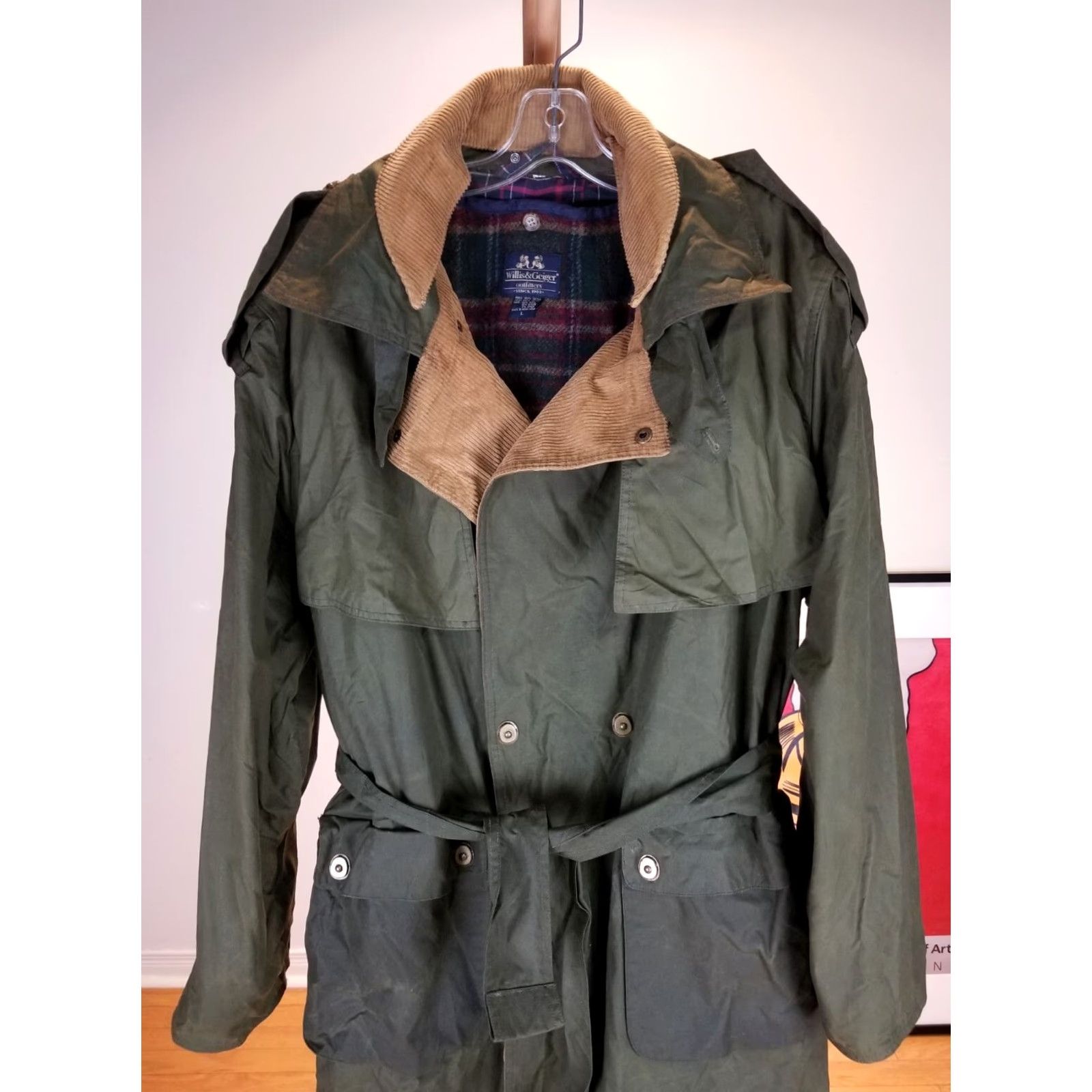 Vintage VINTAGE Willis & Geiger OIL WAXED TRENCH COAT Wool Lining SZ LARGE Coat Men Green Wool Lining Waxed Trench Coat 90s Mens Size US L / EU 52-54 / 3 - 2 Thumbnail