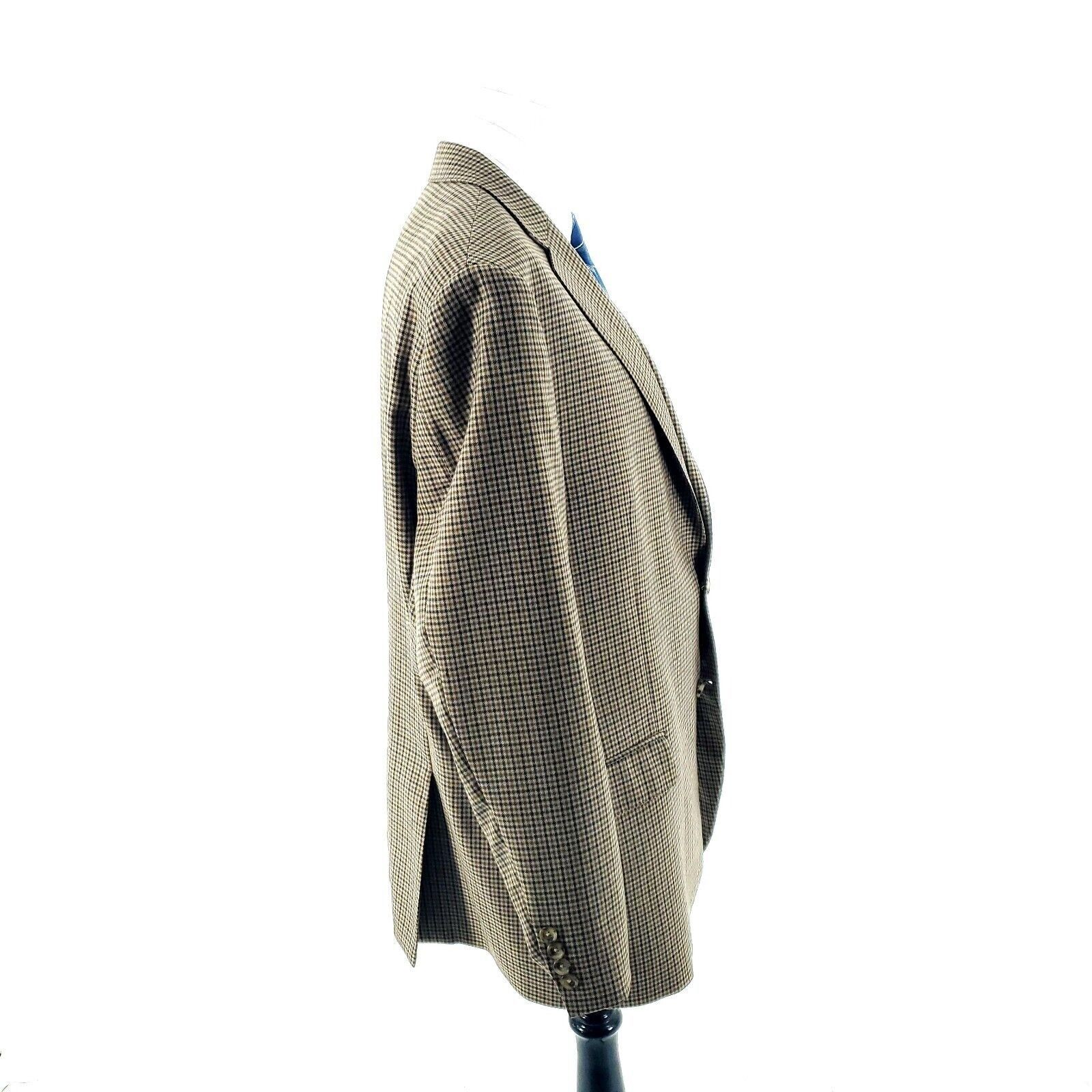 Hart Schaffner Marx Hart Schaffner Marx Wool 2 Button Sport Coat 46R Brown Plaid Size 46R - 6 Thumbnail