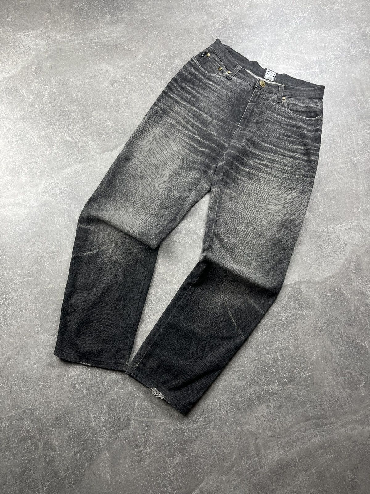 Roberto Cavalli Cavalli Jeans 2000s Snake Effect Gradient Denim Jeans Grey Size 31" - 6 Thumbnail