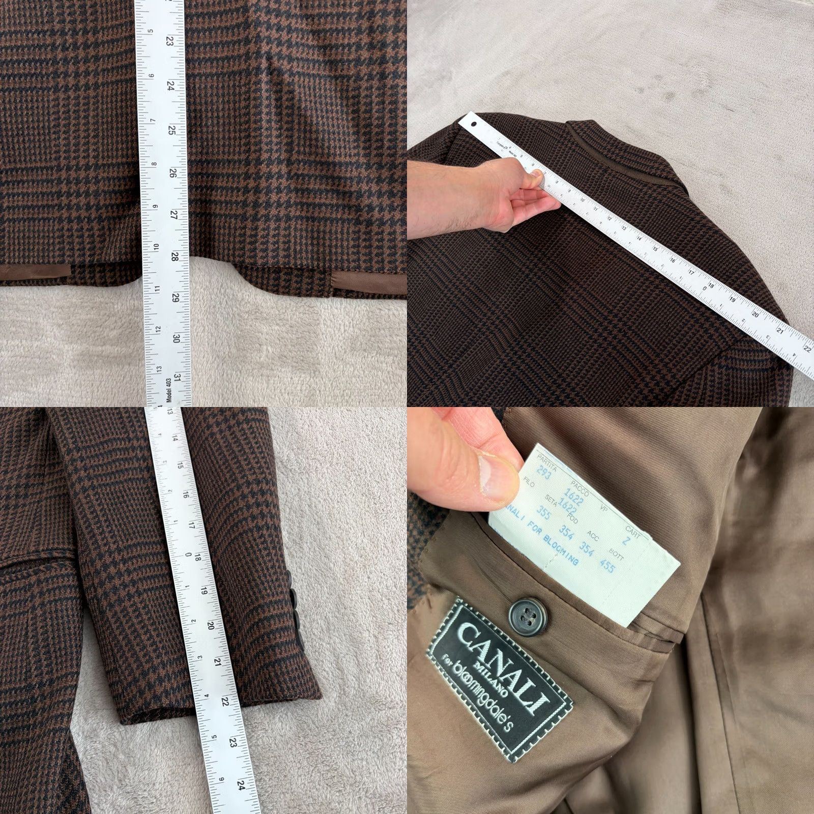 Canali VINTAGE Canali Blazer Men 42 Glen Check Wool Cashmere Notch Lapel Two-Button Front Regular Boat? Size 42R - 9 Thumbnail