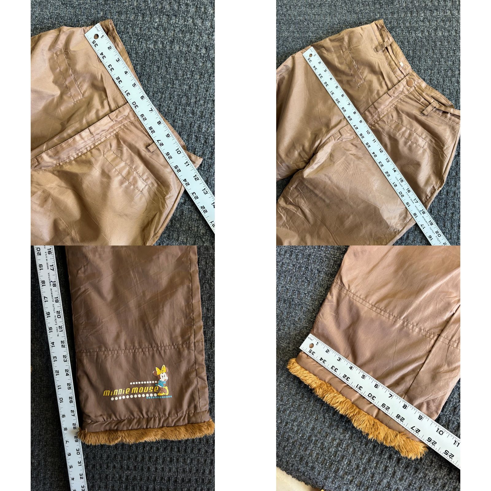 Mickey Unlimited VINTAGE Minnie Mouse Disney Mickey Flare Snow Pants Lined Fur Cuff Brown Women S Brown Snow Pants 90s y2k Disney Minnie Mouse Mens Womens Girls Size 28" / US 6 / IT 42 - 8 Thumbnail