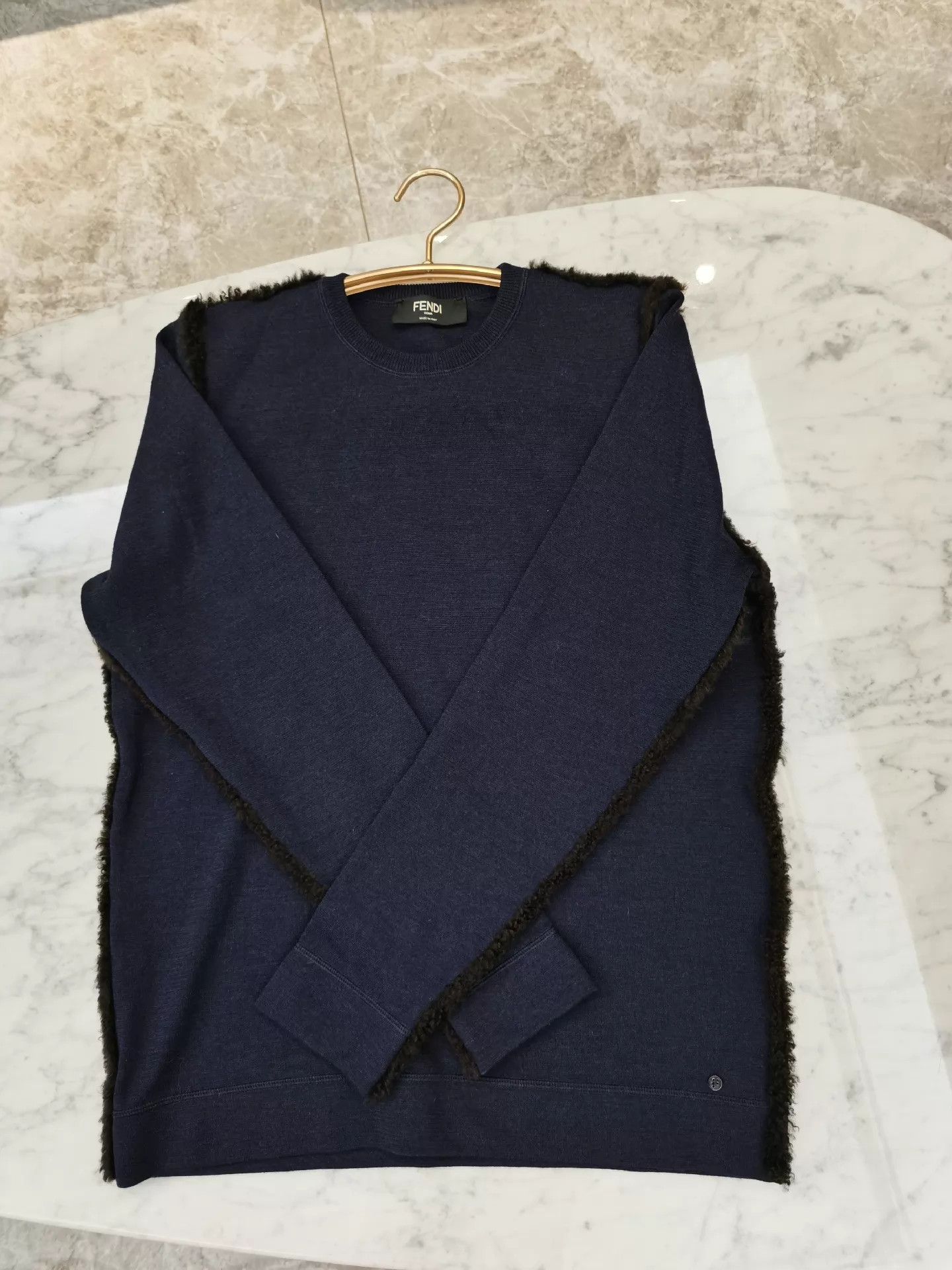 Fendi FENDI Navy Blue Wool/Silk/Cashmere Sweater 48 Size US M / EU 48-50 / 2 - 1 Thumbnail