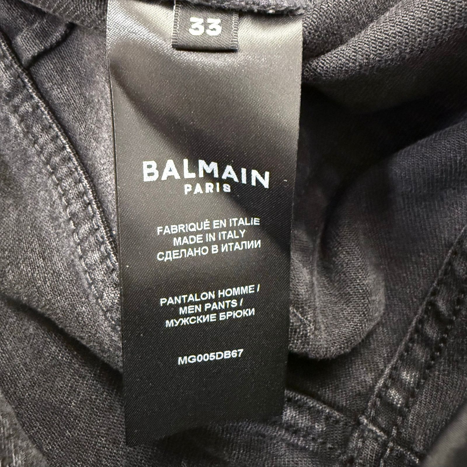 Balmain NWT $1350 Value Balmain Biker Jeans Washed Black Moto Denim Size US 33 - 6 Thumbnail