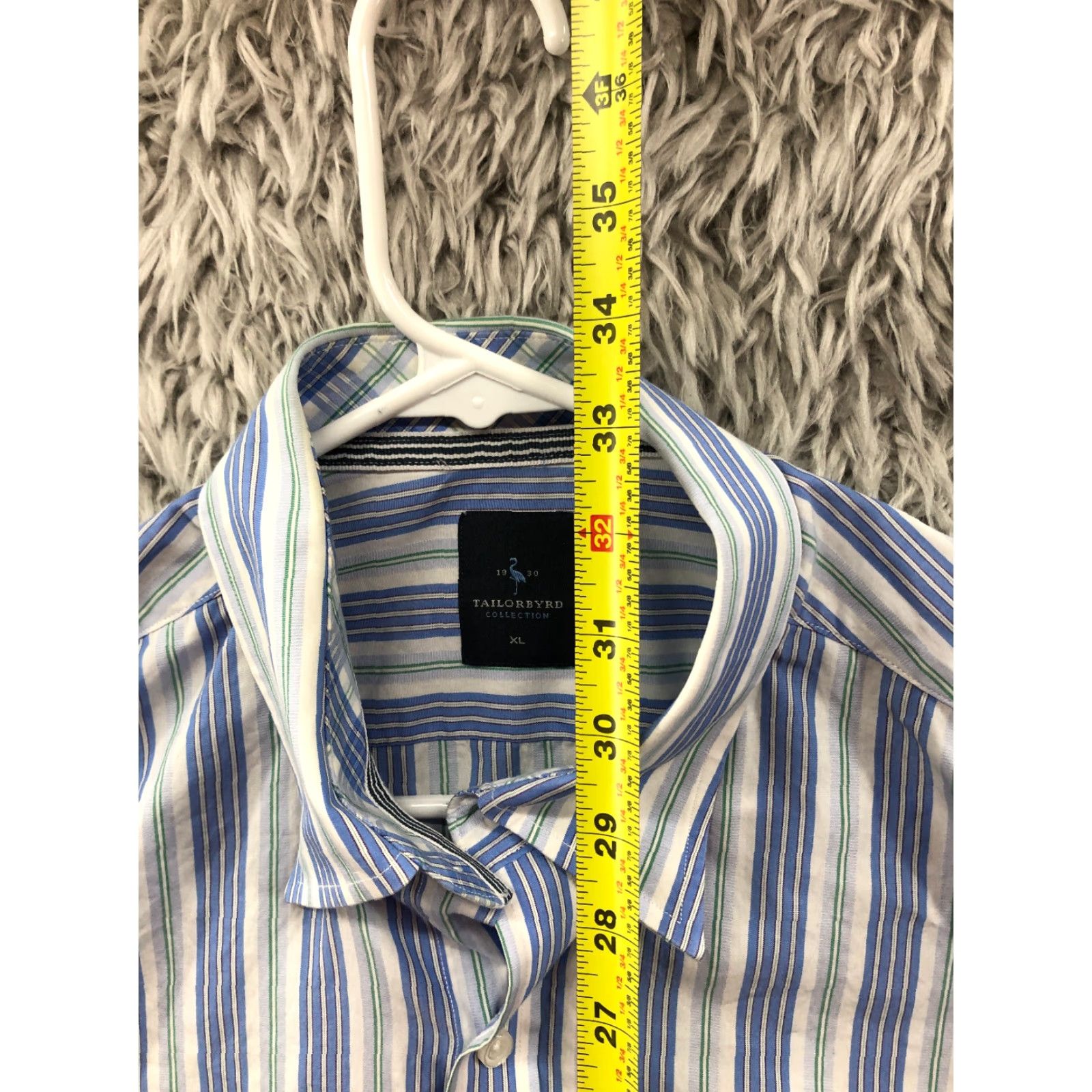 Tailorbyrd TAILORBYRD Shirt XL Mens Blue Striped Button-Down Long Sleeve Collar Button Up Holiday? Size US XL / EU 56 / 4 - 5 Thumbnail