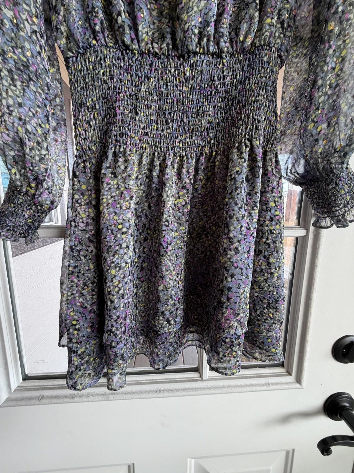Other WHBM Pointillism Blouson Dress Long Sleeves S Metallic Size S / US 4 / IT 40 - 12 Thumbnail