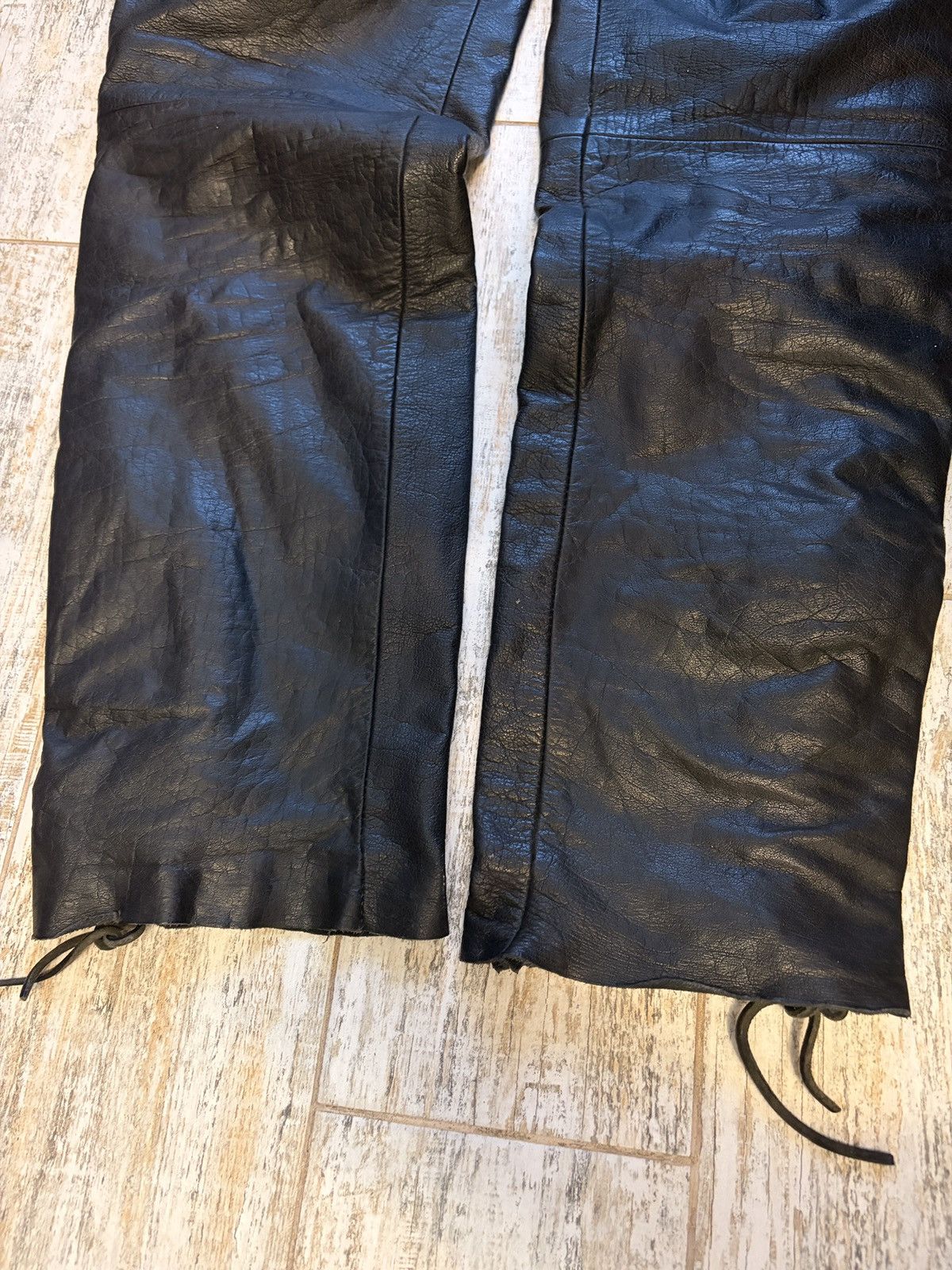 Other Leather Pants Side Lace Up Black Motorcycle Rocker W32 W33 Size US 33 - 6 Thumbnail