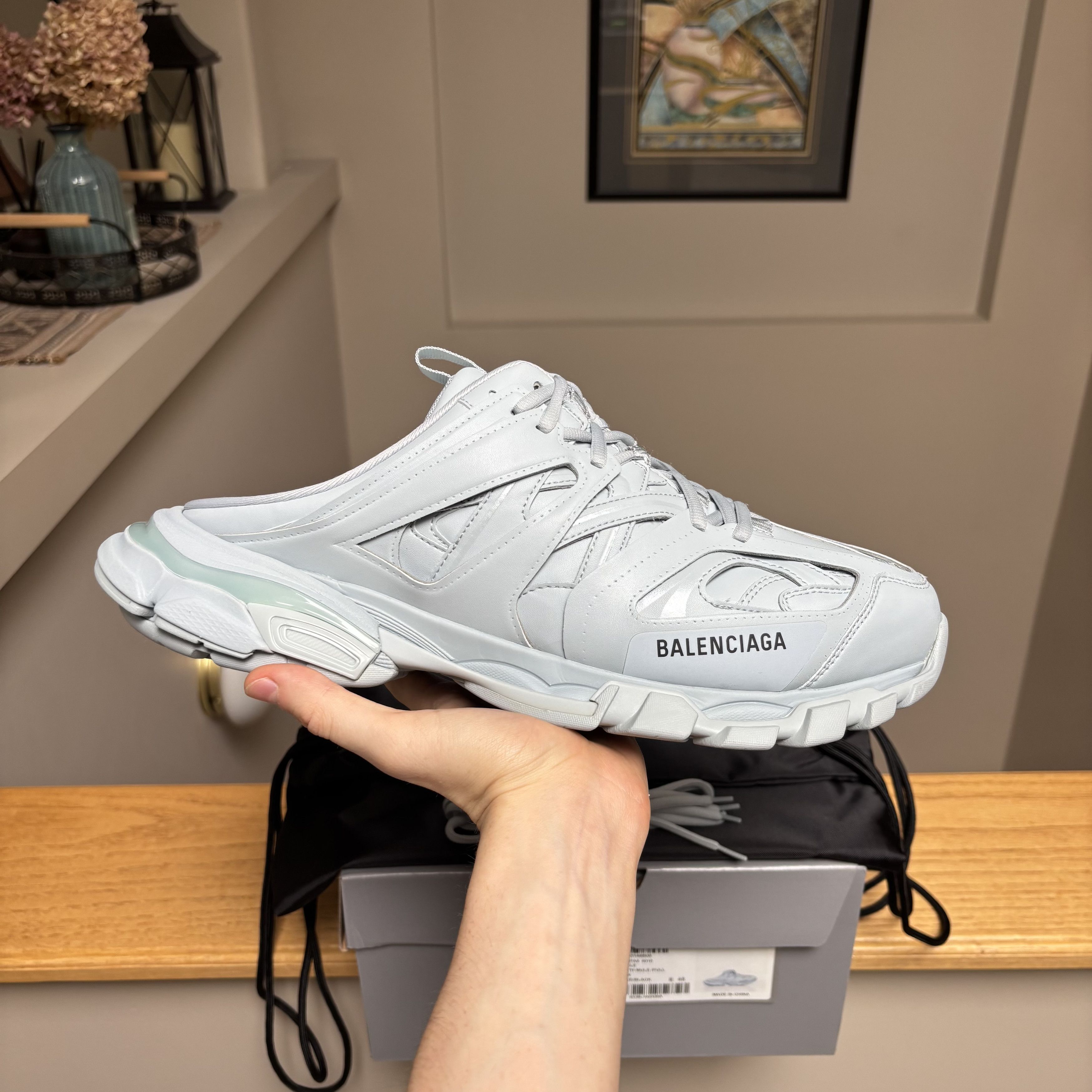 Balenciaga Balenciaga Light Blue/Black Track Runner Mules Size US 13 / EU 46 - 6 Thumbnail