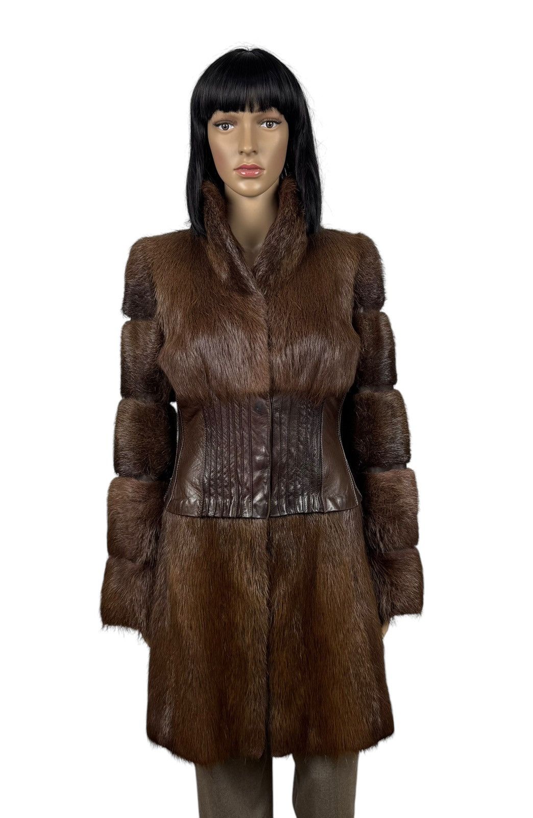 Designer × Genuine Leather Maryna Yaroslavskaya Real Fur Nutria Leather Coat size S Size S / US 4 / IT 40 - 1 Thumbnail