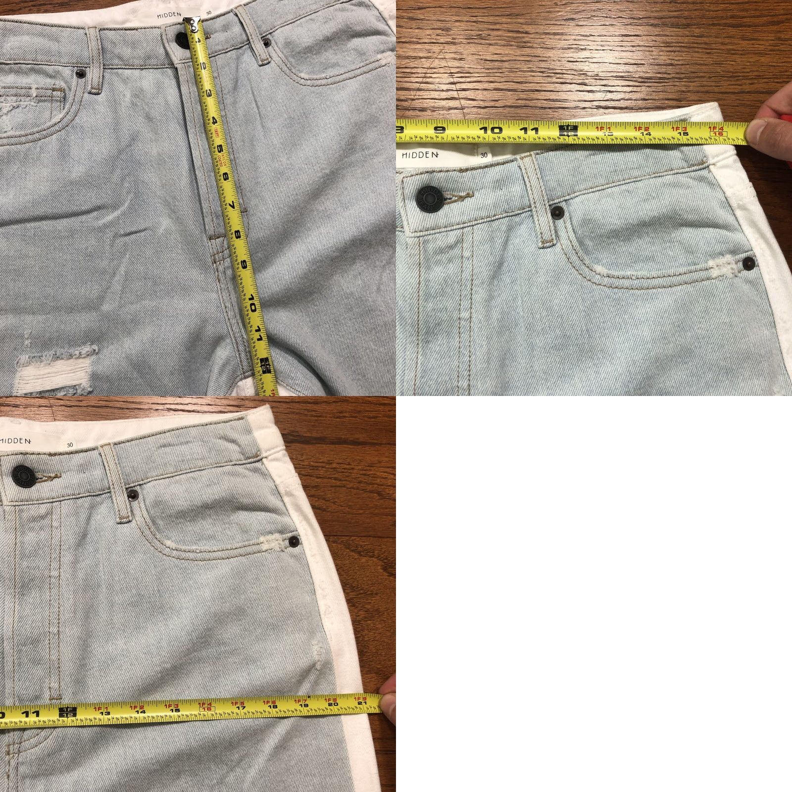 Vintage NWT Hidden Jeans Womens 30 Tracey High Rise Straight Crop Distressed Blue White Jeans 90s Bohemian Retro Womens Size 30" / US 8 / IT 44 - 9 Thumbnail