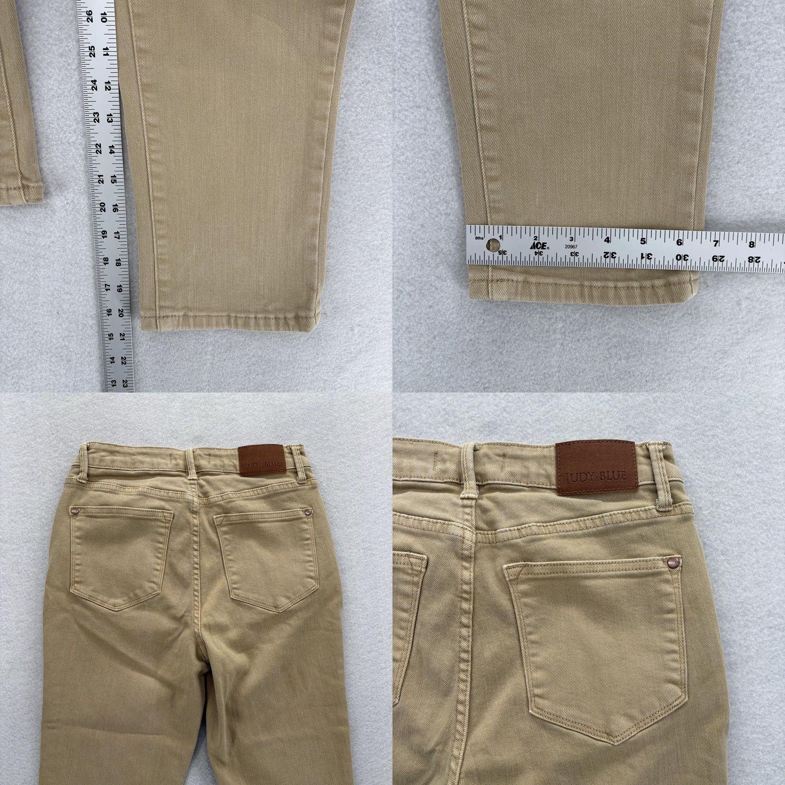 Vintage Judy Blue Jeans Womens Cropped Khaki Garment Dyed Straight Leg Stretch 28in Inseam 7/28 Casual Denim Pants Womens Jeans Size 28" / US 6 / IT 42 - 8 Thumbnail