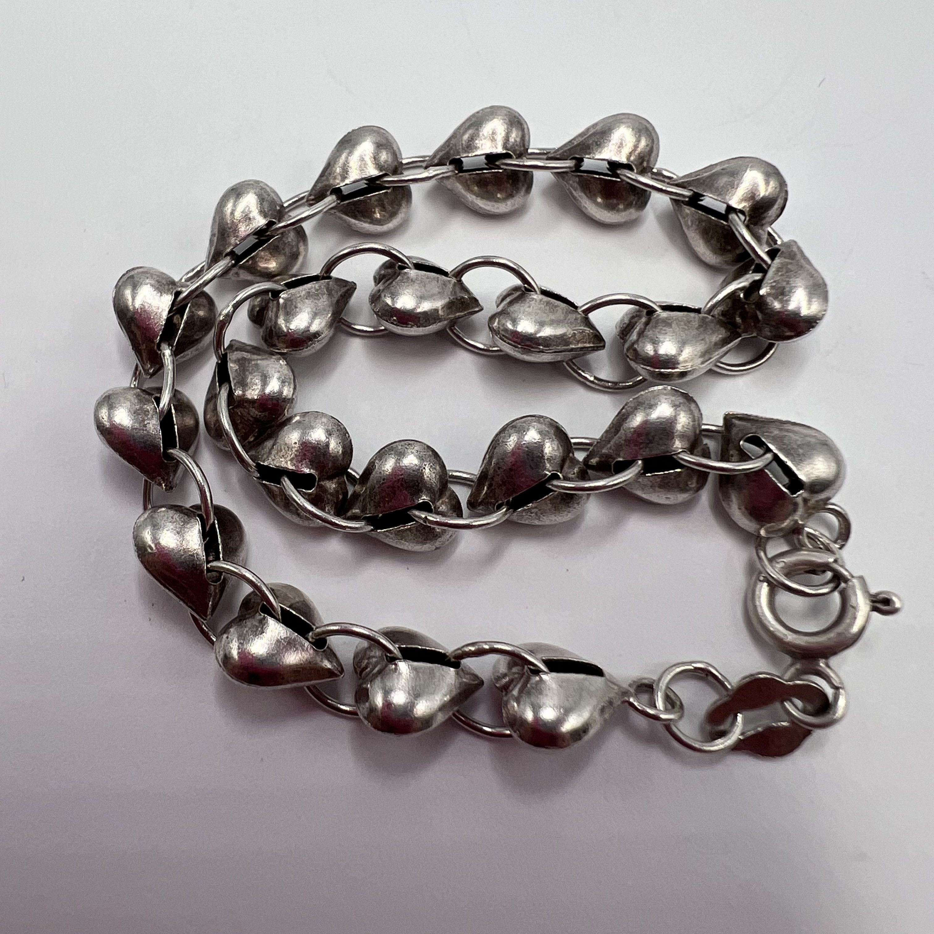 Vintage Vintage Used Bracelet Heart Sterling Silver 925 Size ONE SIZE - 8 Thumbnail
