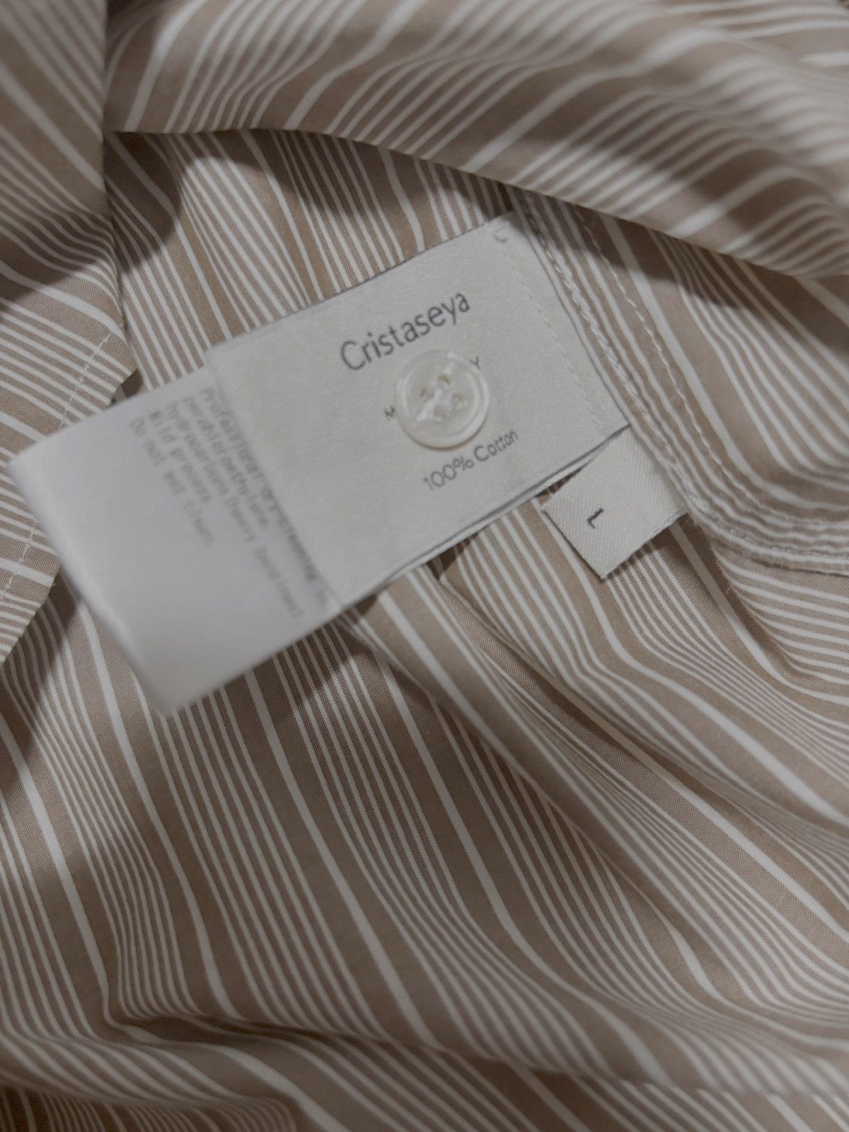 Cristaseya Cristaseya Brown Striped Cotton Shirt Size US L / EU 52-54 / 3 - 4 Thumbnail