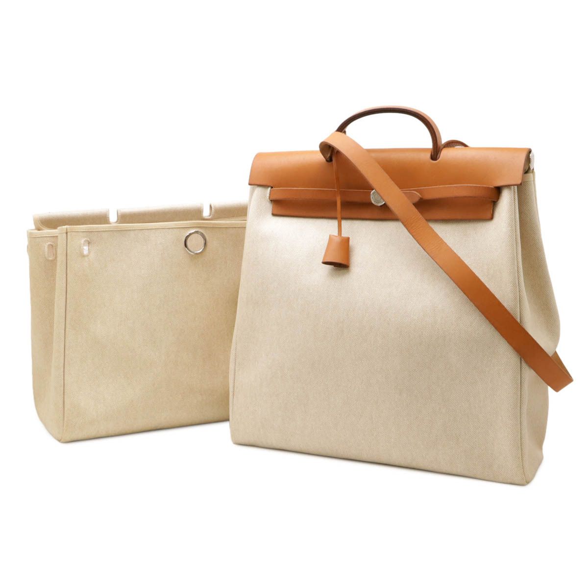 Hermes Hermes Herbag Toile H/calfskin 2Way Bag Canvas Shoulder Bag Stamp C (1999) in Beige, Women's