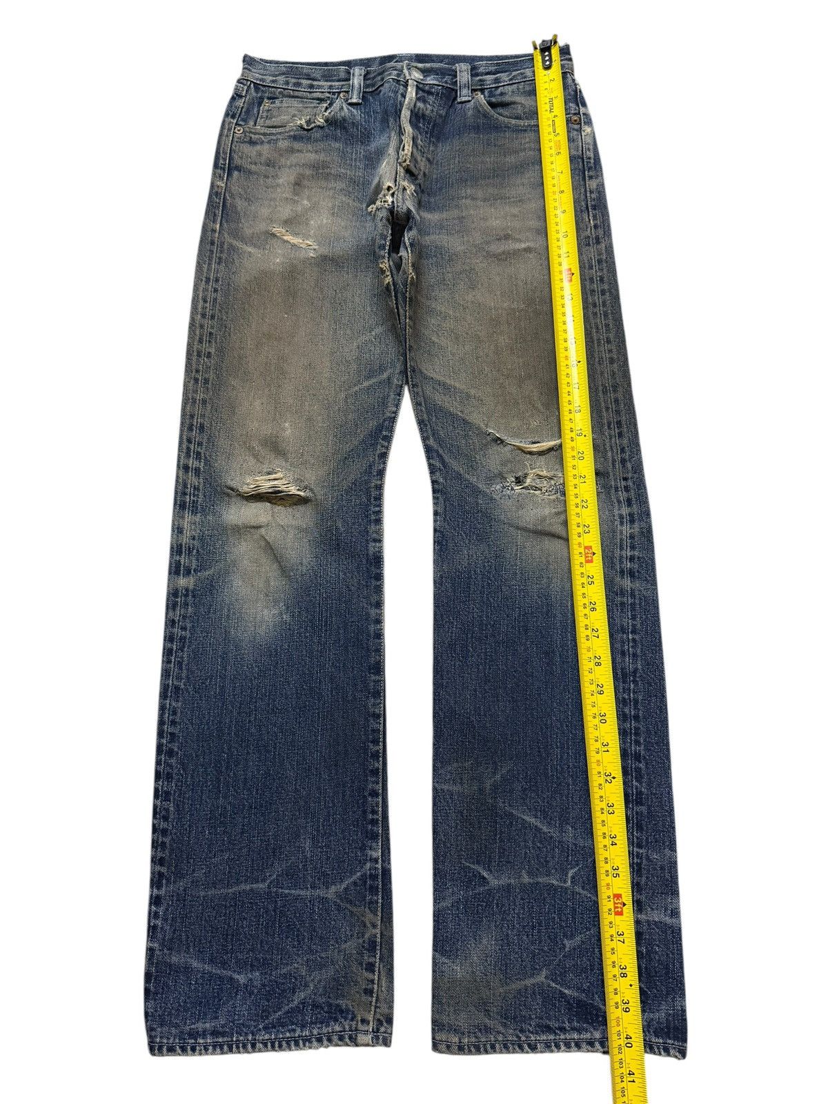 Blue Blue Japan Vintage 90s Japan Blue Corn Selvedge Mud Wash Distressed Size US 30 / EU 46 - 12 Thumbnail