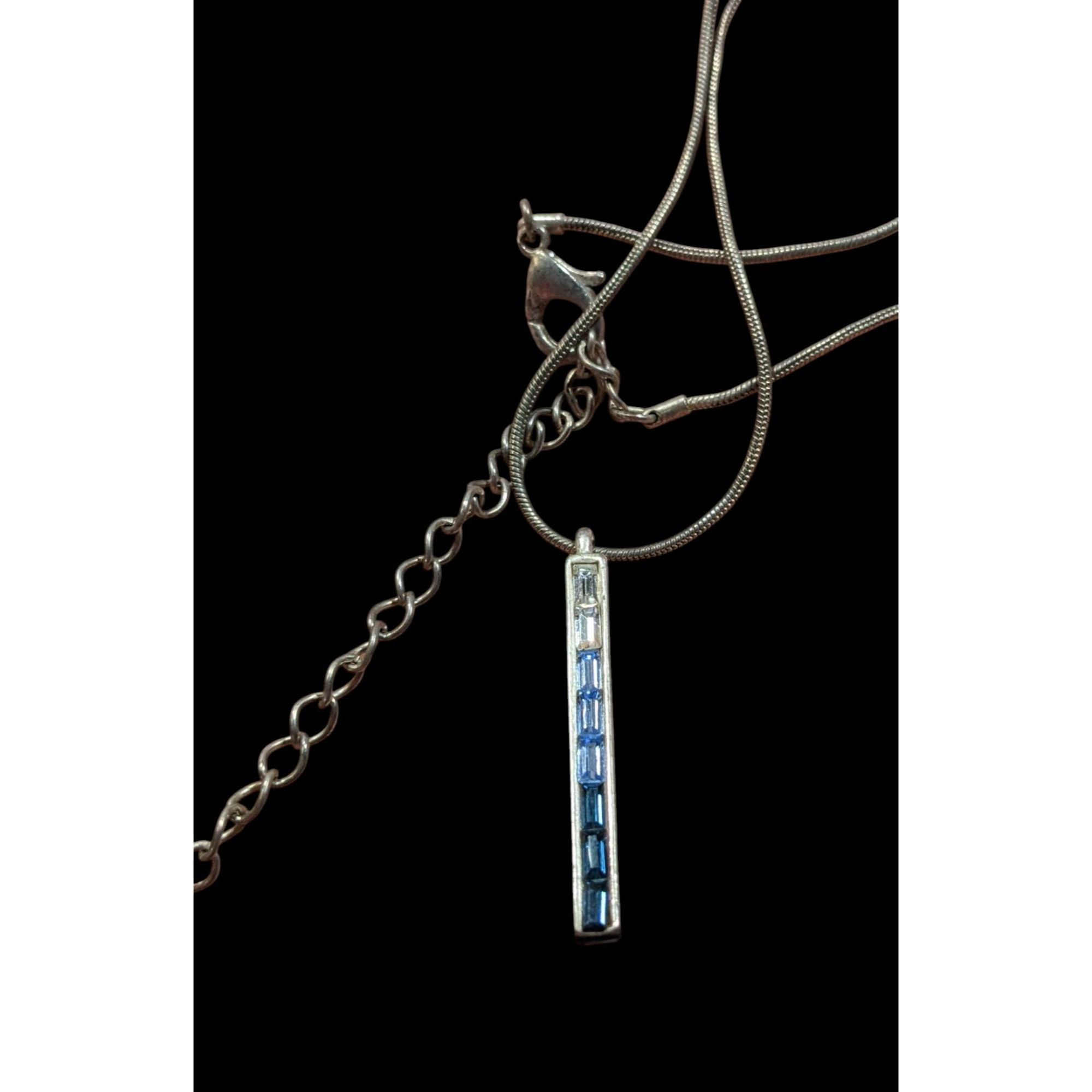 Other Modern Ombre Blue And Silver Tone Gemmed Pillar Necklace Size ONE SIZE - 4 Thumbnail