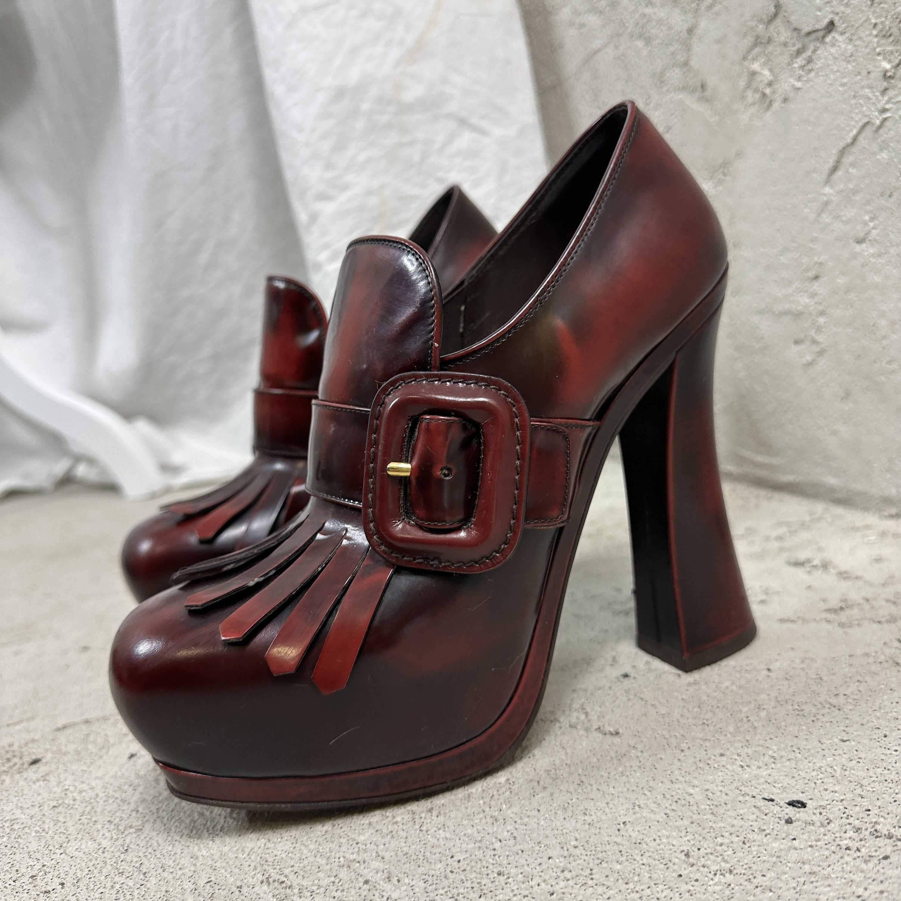 Miu Miu × Vintage Vintage Miu Miu Elevated Platform Loafers Leather Shoes Size US 9 / IT 39 - 5 Thumbnail