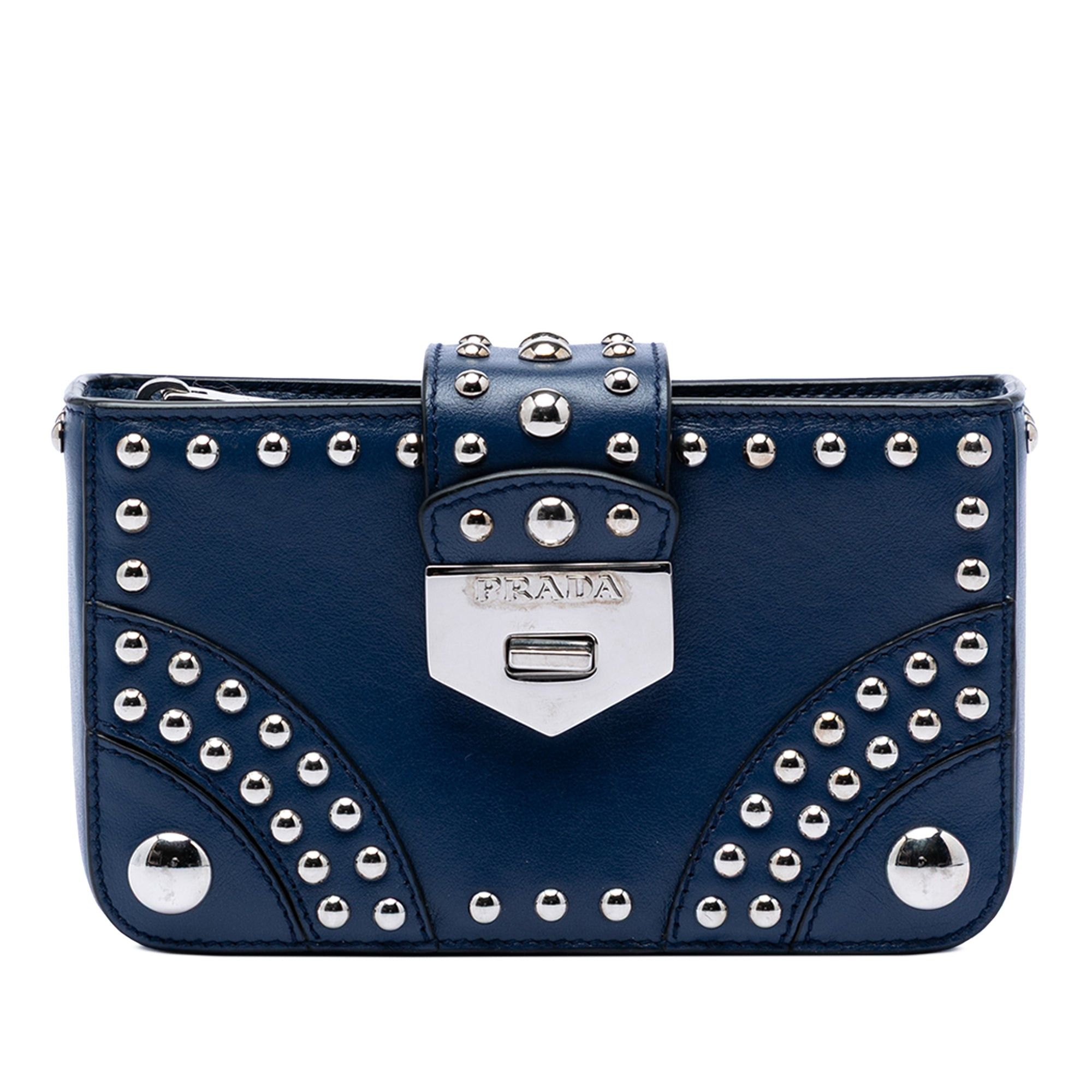 Prada City Calfskin Studded Elektra Turn Lock Clutch Size ONE SIZE - 1 Thumbnail