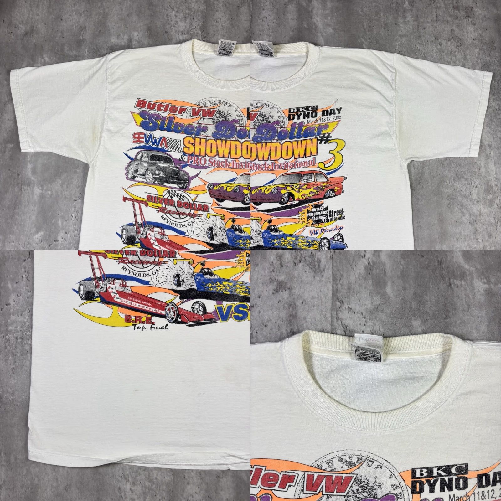 Fruit Of The Loom VINTAGE Hot Rod Car Promo T Shirt White Double Sided Adult XL 2000s Size US XL / EU 56 / 4 - 8 Thumbnail