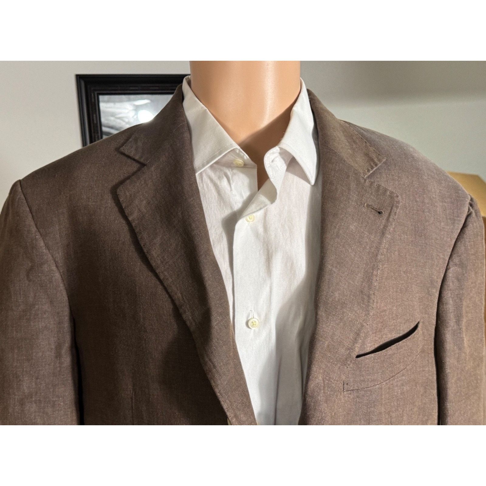 Brunello Cucinelli Brunello Cucinelli Brown Linen Blazer Sport Jacket 54 44R Size 44R - 8 Thumbnail
