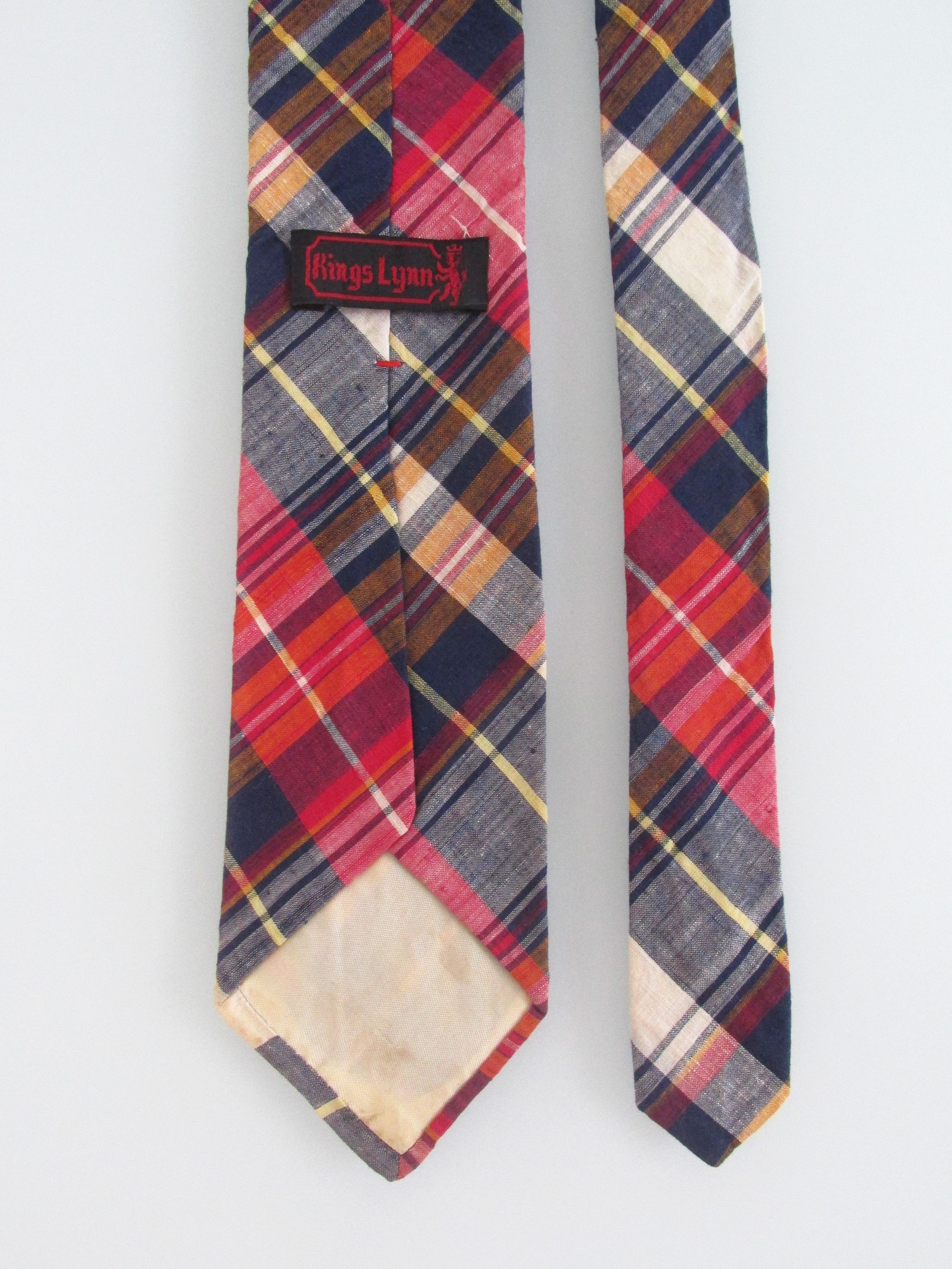 Vintage Kings Lynn Vintage Men's Cotton Madras Plaid Tie Size ONE SIZE - 4 Thumbnail
