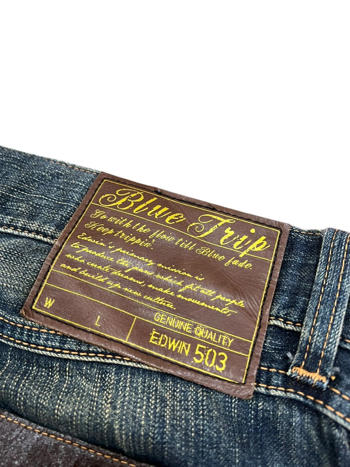 Edwin 💥Flare💥Vintage Edwin 503 Blue Trip Claw Denim Jean Size US 32 / EU 48 - 22 Thumbnail