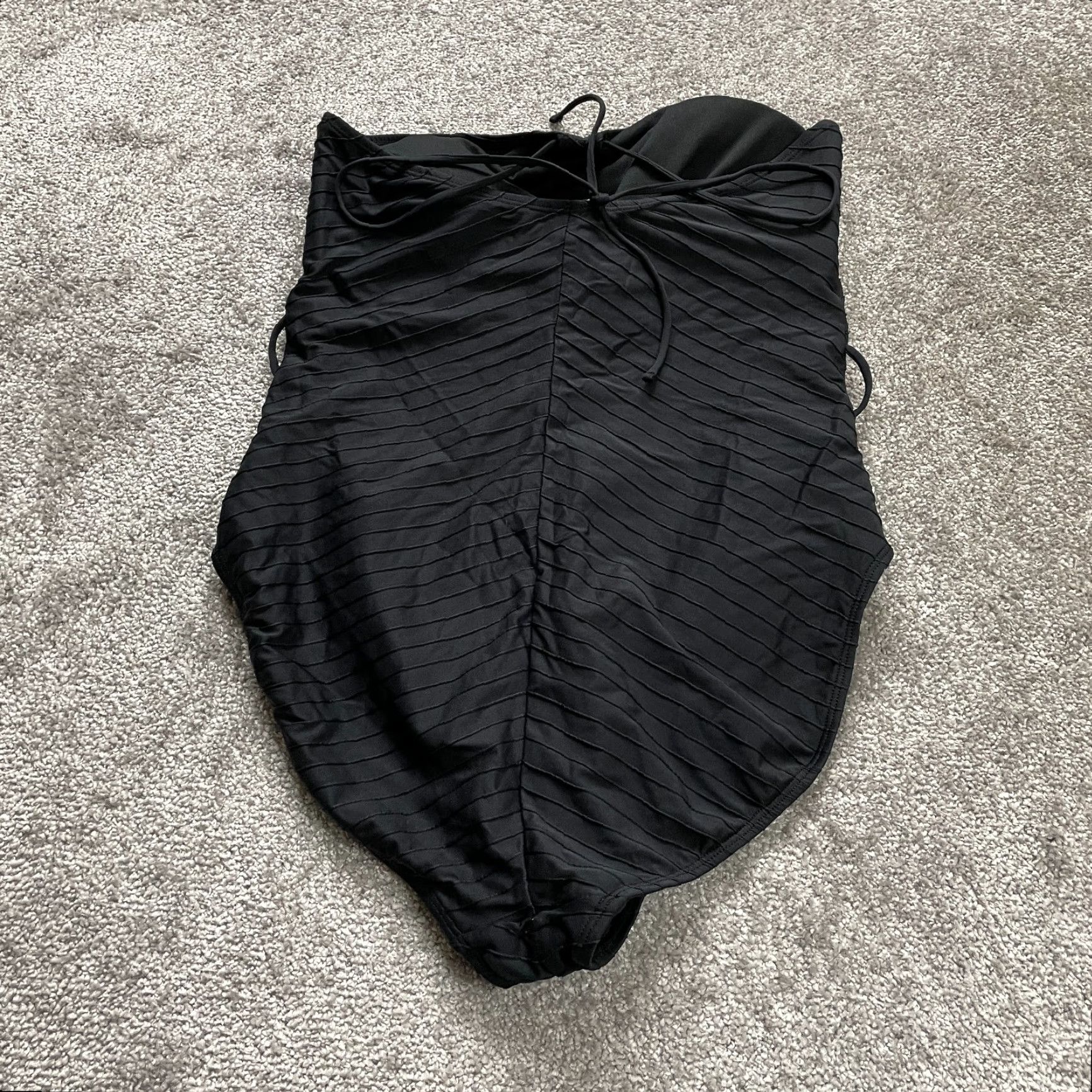 Vintage Time And Tru Swimsuit Womens XL Black Textured One Piece Halter Bathing Suit Size XL / US 12-14 / IT 48-50 - 2 Thumbnail