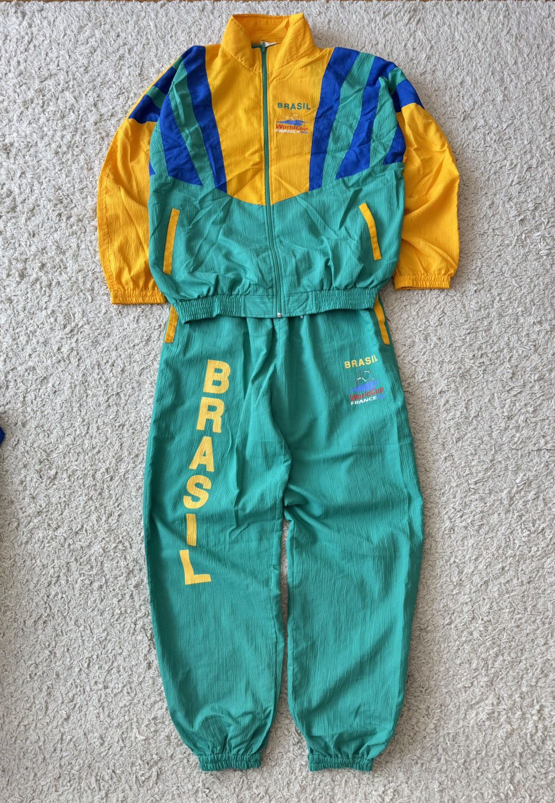 Vintage Brazil 1998 Soccer Tracksuit France World Cup Jersey